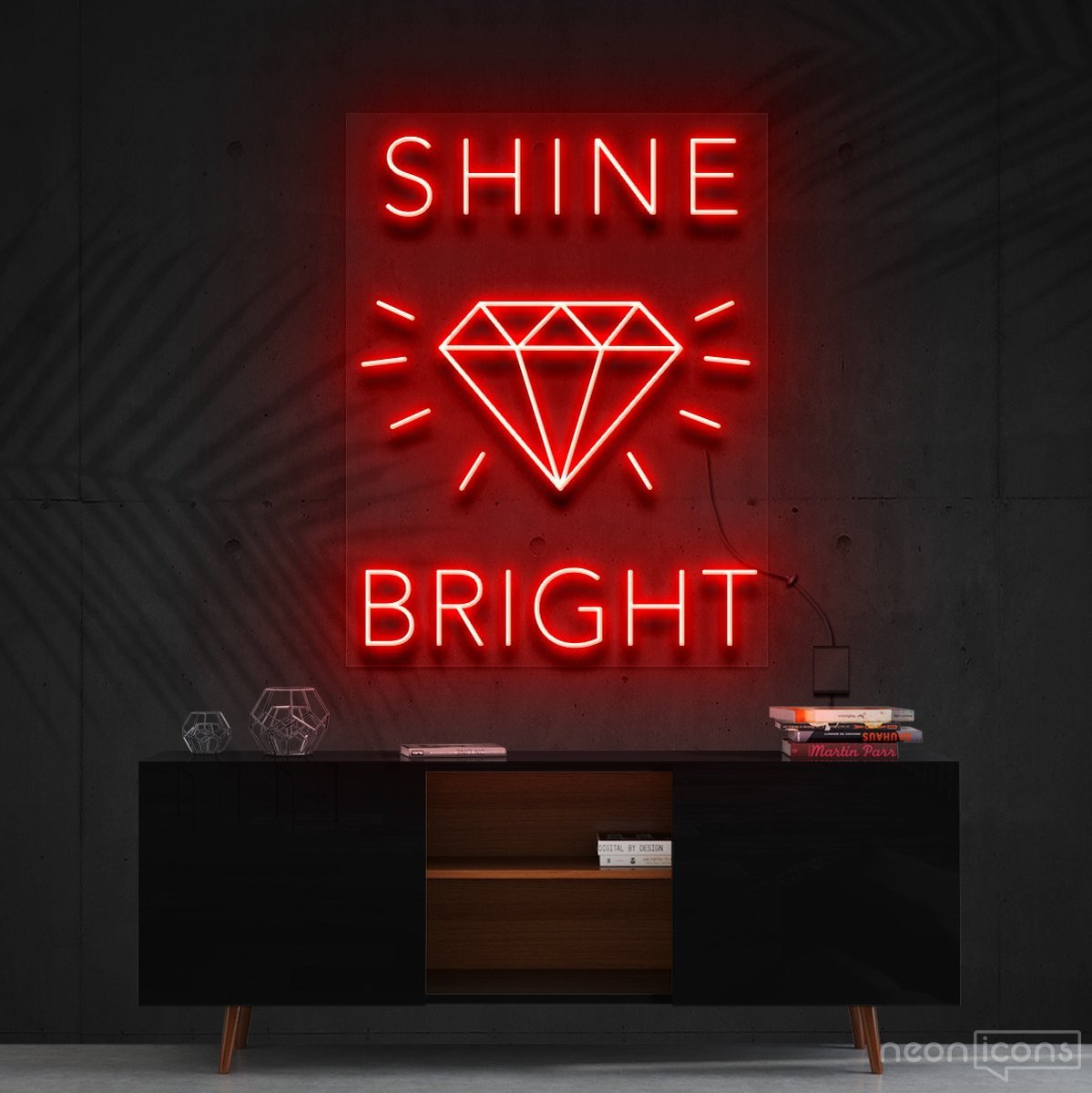 "Shine Bright Like A Diamond" Neon Sign 60cm (2ft) / Red / Cut to Shape by Neon Icons