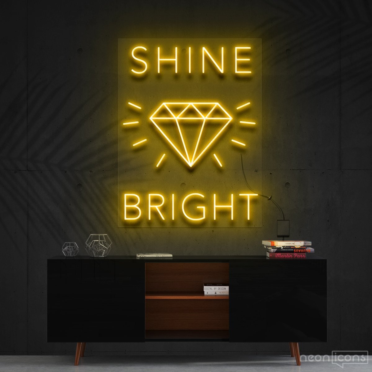 "Shine Bright Like A Diamond" Neon Sign 60cm (2ft) / Yellow / Cut to Shape by Neon Icons
