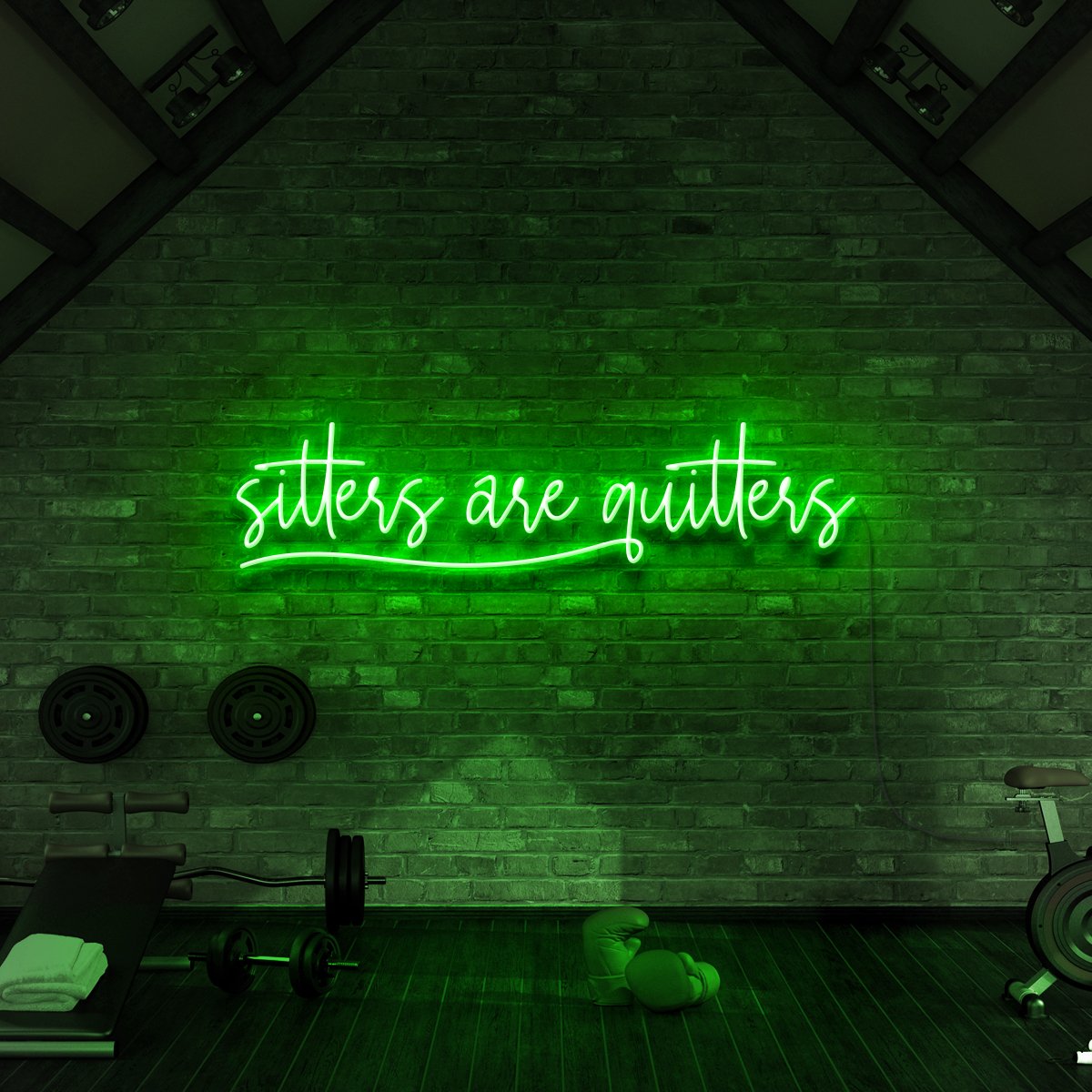 "Sitters Are Quitters" Neon Sign for Gyms & Fitness Studios 90cm (3ft) / Green / LED Neon by Neon Icons