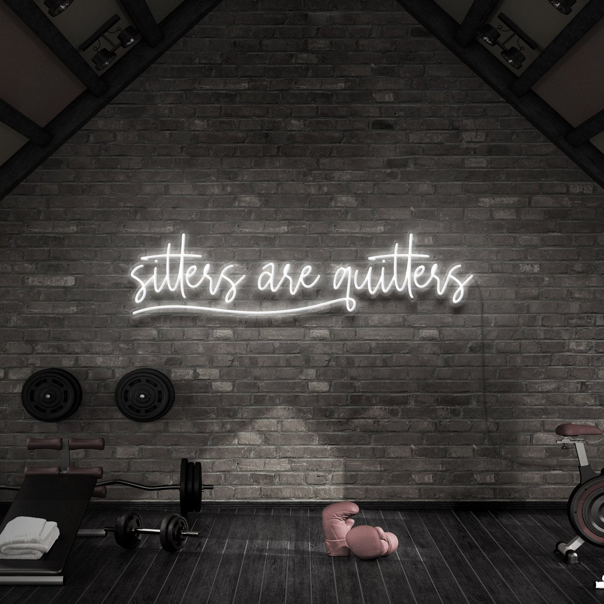 "Sitters Are Quitters" Neon Sign for Gyms & Fitness Studios 90cm (3ft) / White / LED Neon by Neon Icons