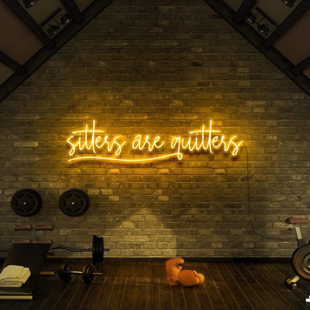 "Sitters Are Quitters" Neon Sign for Gyms & Fitness Studios 90cm (3ft) / Yellow / LED Neon by Neon Icons