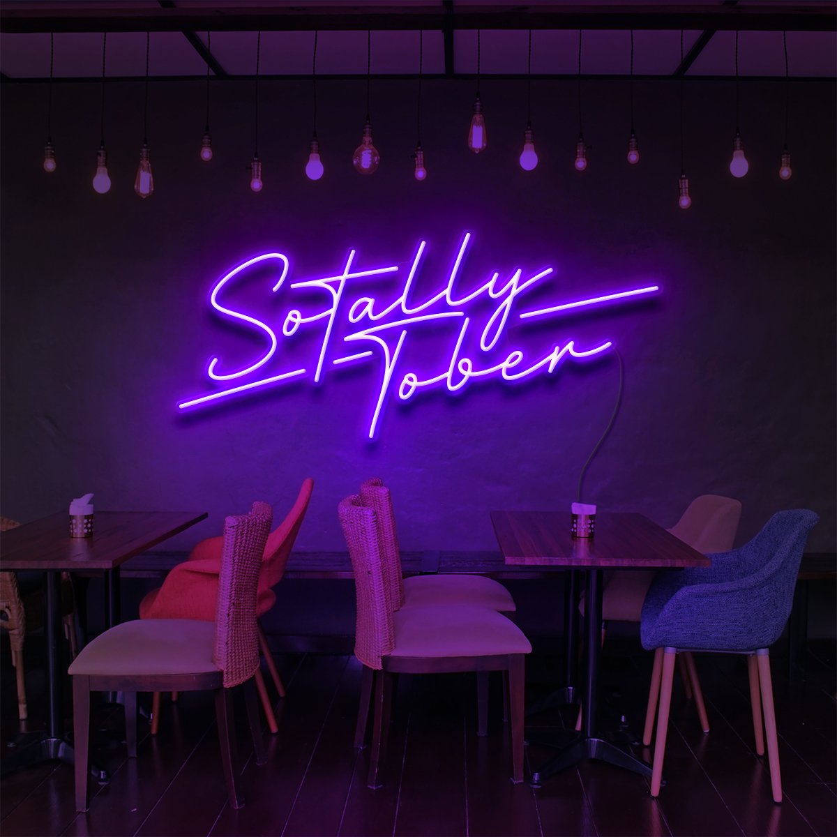 "Sotally Tober" Neon Sign for Bars & Restaurants 60cm (2ft) / Purple / LED Neon by Neon Icons