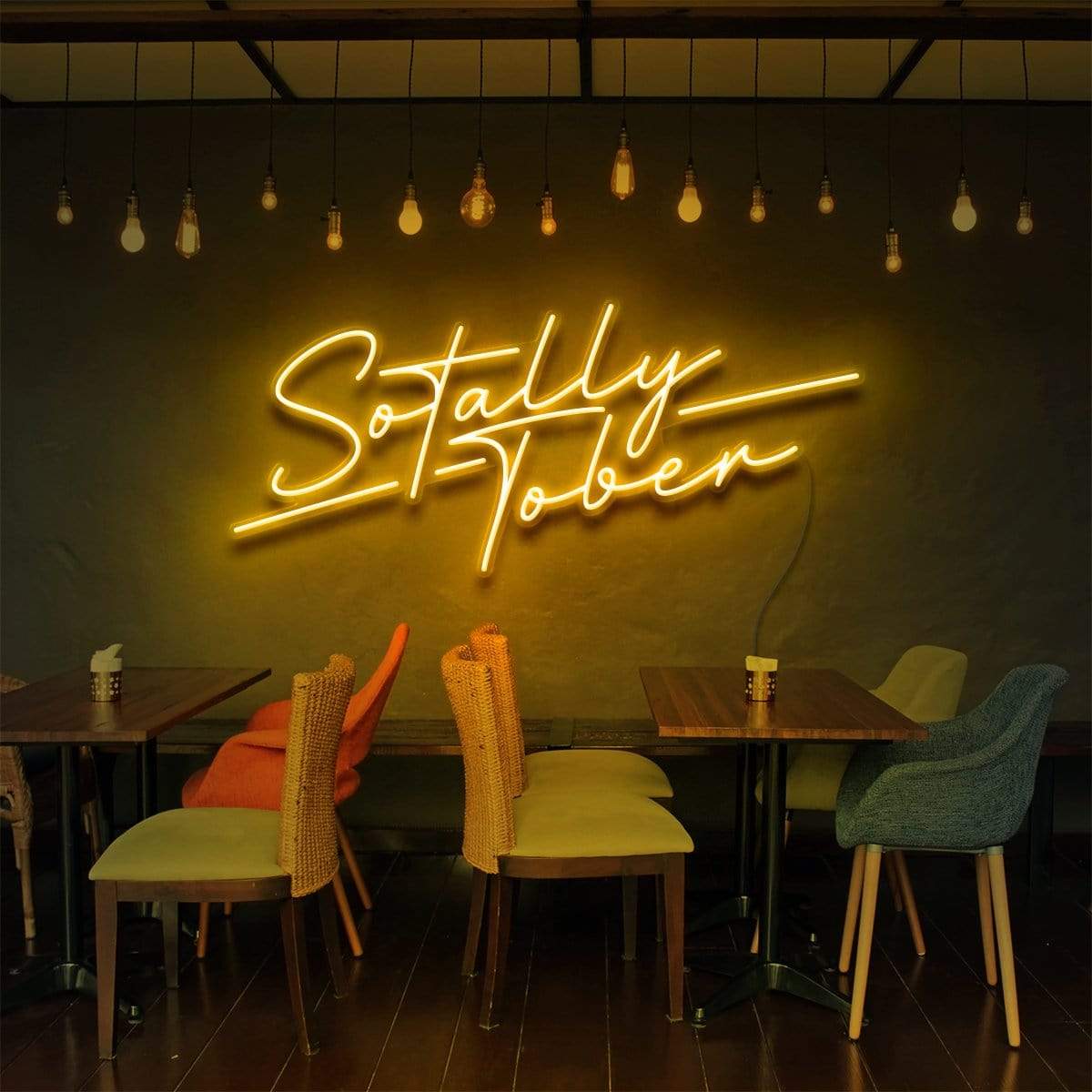 "Sotally Tober" Neon Sign for Bars & Restaurants 60cm (2ft) / Yellow / LED Neon by Neon Icons