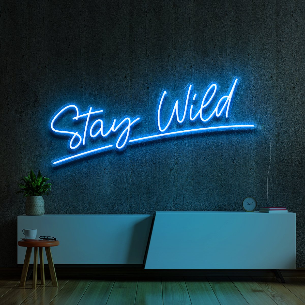 "Stay Wild" Neon Sign 60cm (2ft) / Ice Blue / LED Neon by Neon Icons