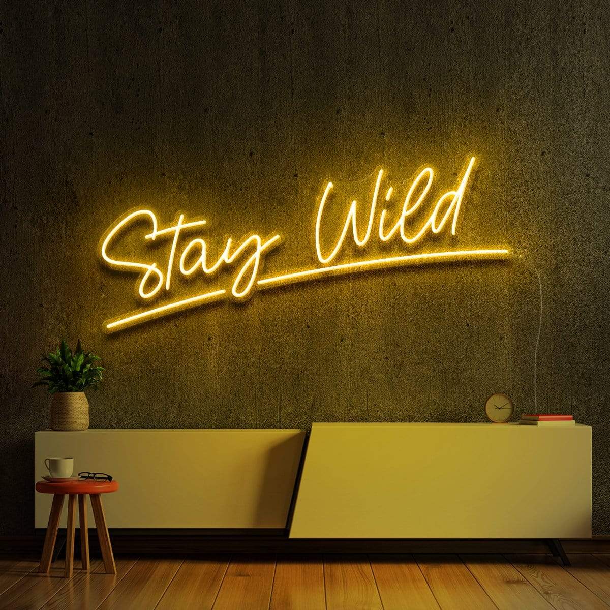"Stay Wild" Neon Sign 60cm (2ft) / Yellow / LED Neon by Neon Icons
