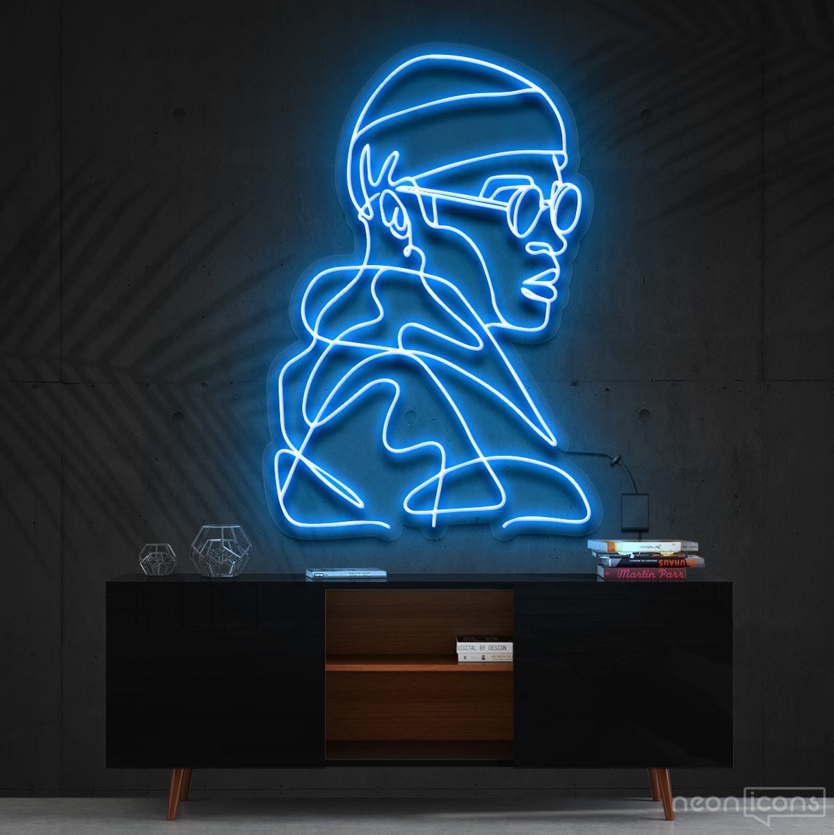 "Street Cred" Neon Sign 60cm (2ft) / Ice Blue / Cut to Square by Neon Icons