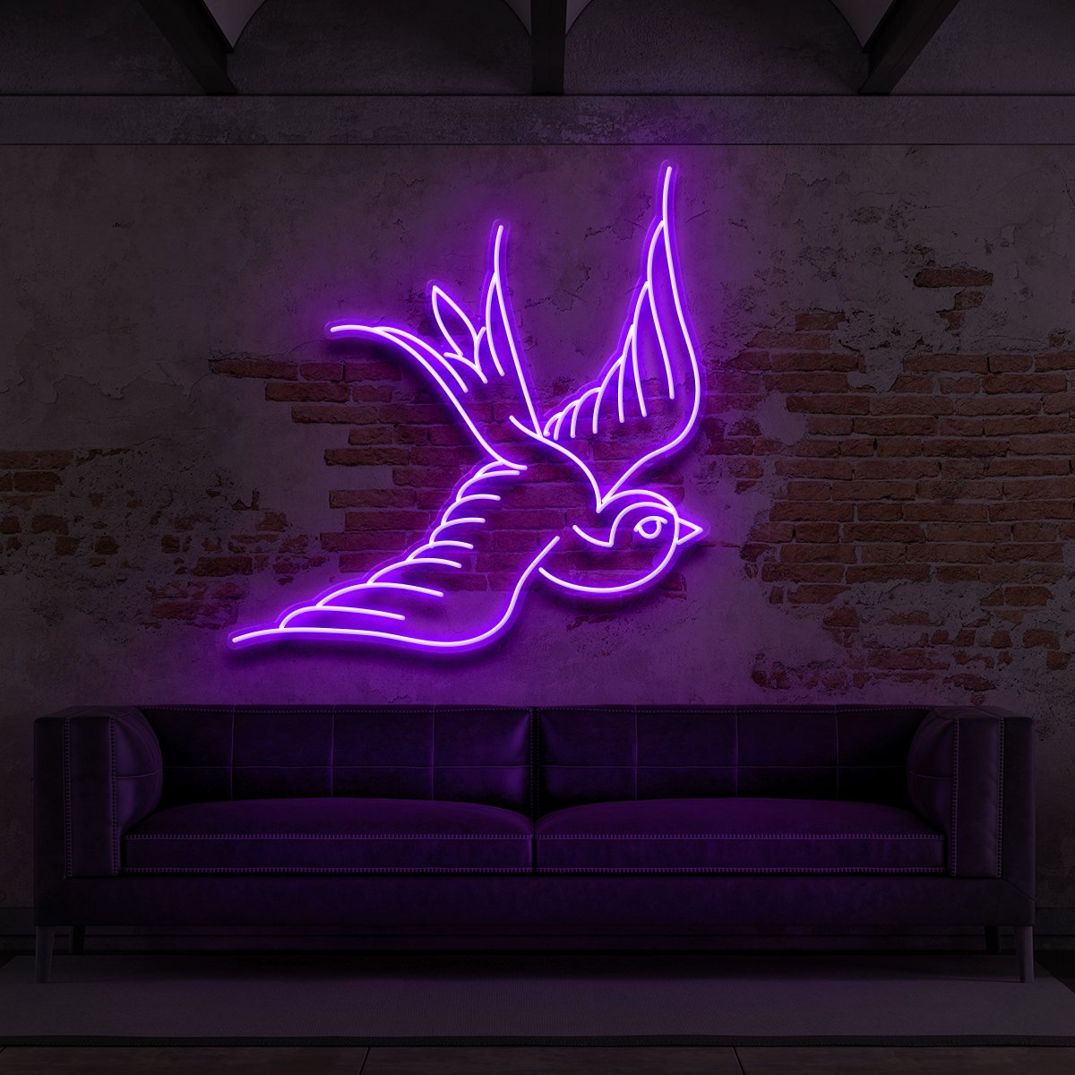 "Swallow" Neon Sign for Tattoo Parlours by Neon Icons