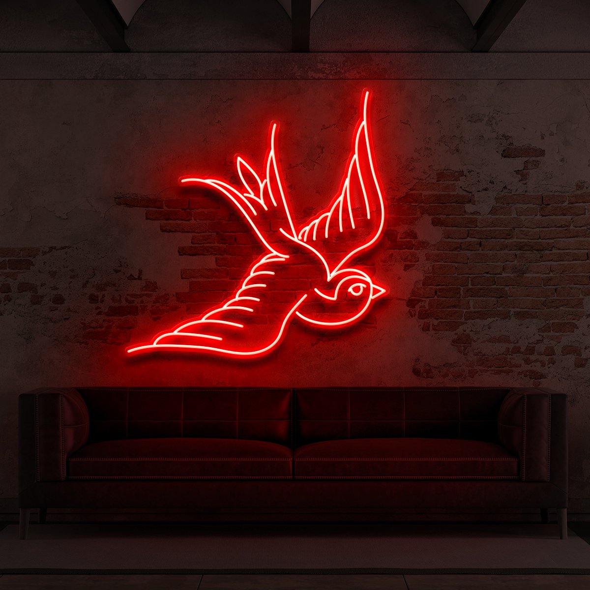 "Swallow" Neon Sign for Tattoo Parlours 60cm (2ft) / Red / LED Neon by Neon Icons