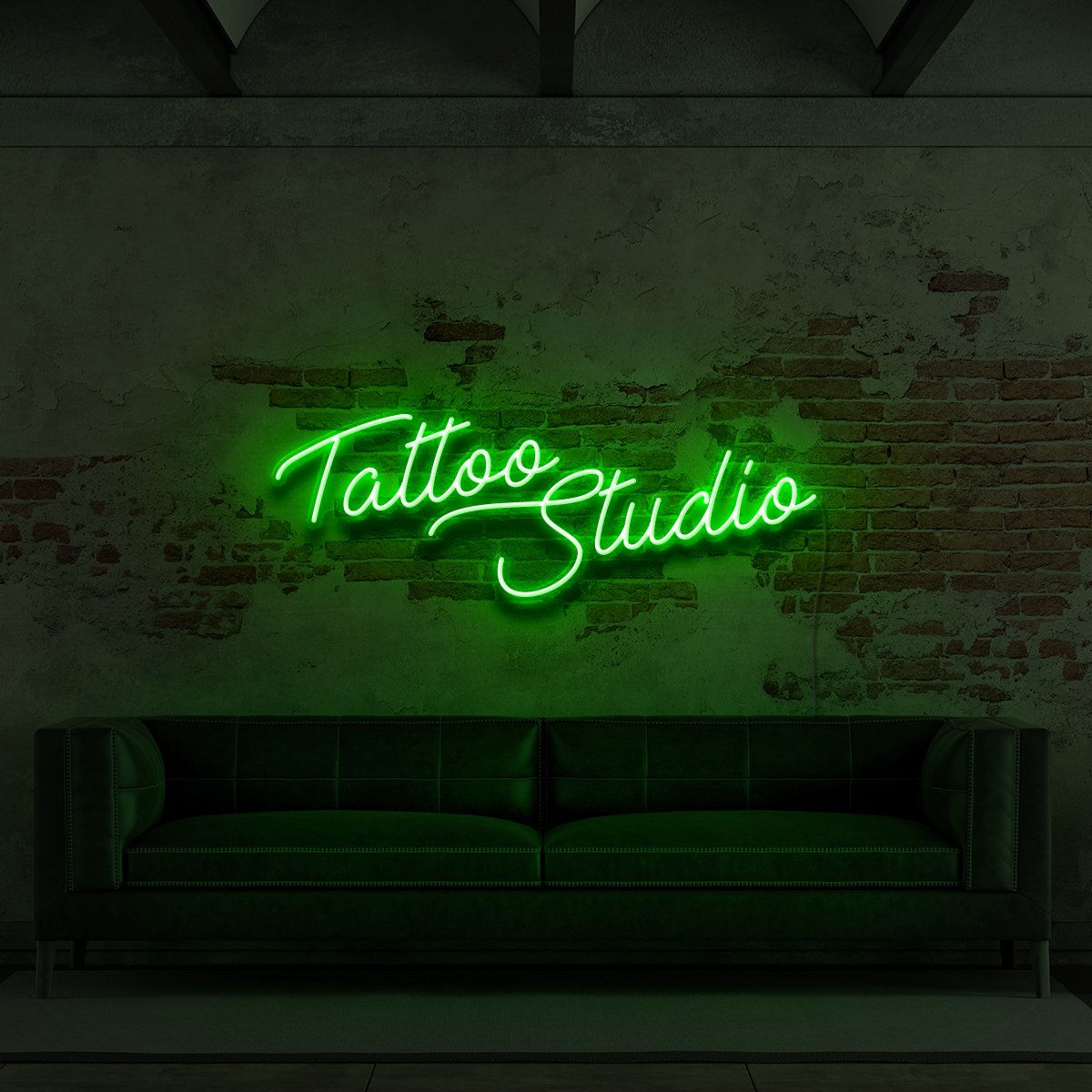 "Tattoo Studio" Neon Sign for Tattoo Parlours 60cm (2ft) / Green / LED Neon by Neon Icons