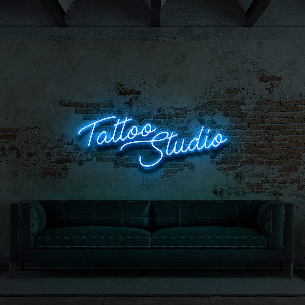 "Tattoo Studio" Neon Sign for Tattoo Parlours 60cm (2ft) / Ice Blue / LED Neon by Neon Icons