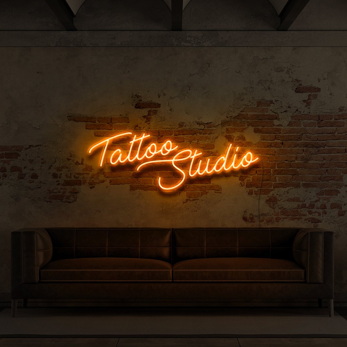 "Tattoo Studio" Neon Sign for Tattoo Parlours 60cm (2ft) / Orange / LED Neon by Neon Icons