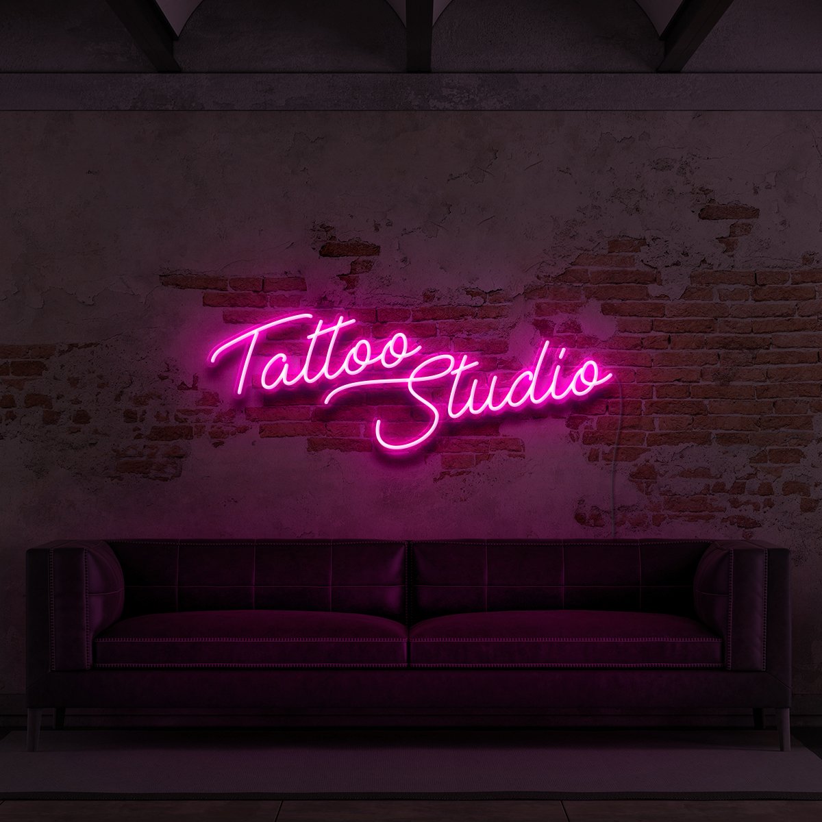 "Tattoo Studio" Neon Sign for Tattoo Parlours 60cm (2ft) / Pink / LED Neon by Neon Icons