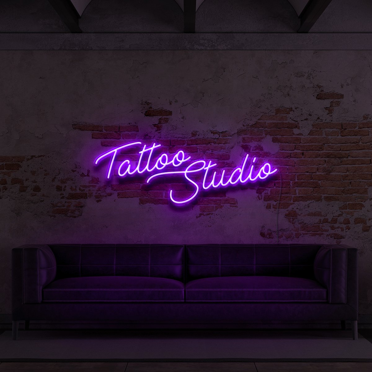 "Tattoo Studio" Neon Sign for Tattoo Parlours 60cm (2ft) / Purple / LED Neon by Neon Icons