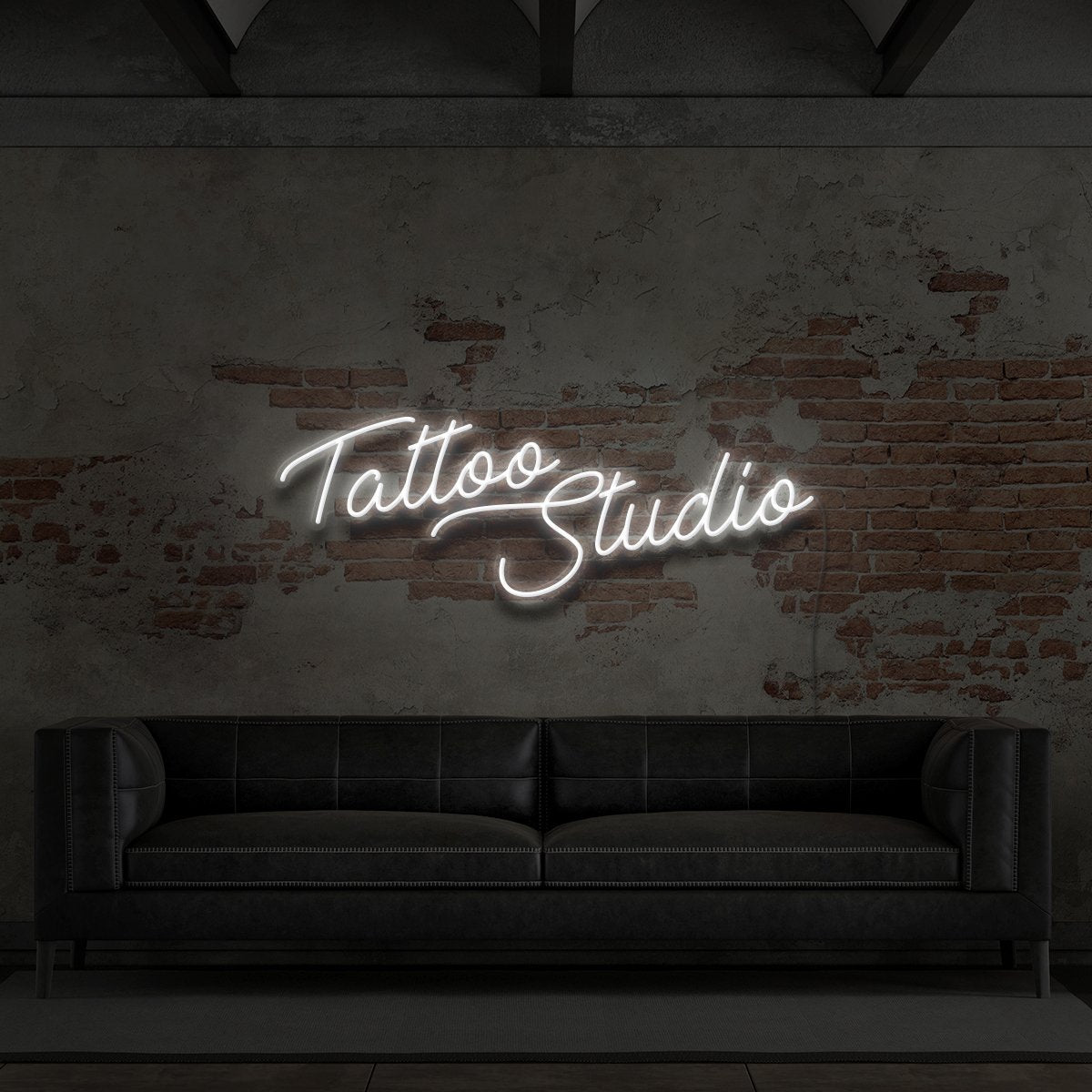 "Tattoo Studio" Neon Sign for Tattoo Parlours 60cm (2ft) / White / LED Neon by Neon Icons