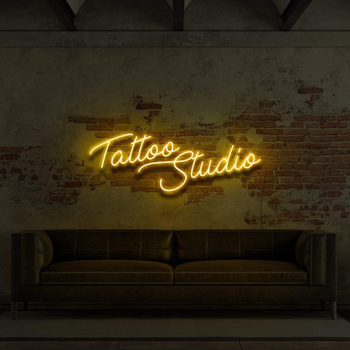 "Tattoo Studio" Neon Sign for Tattoo Parlours 60cm (2ft) / Yellow / LED Neon by Neon Icons