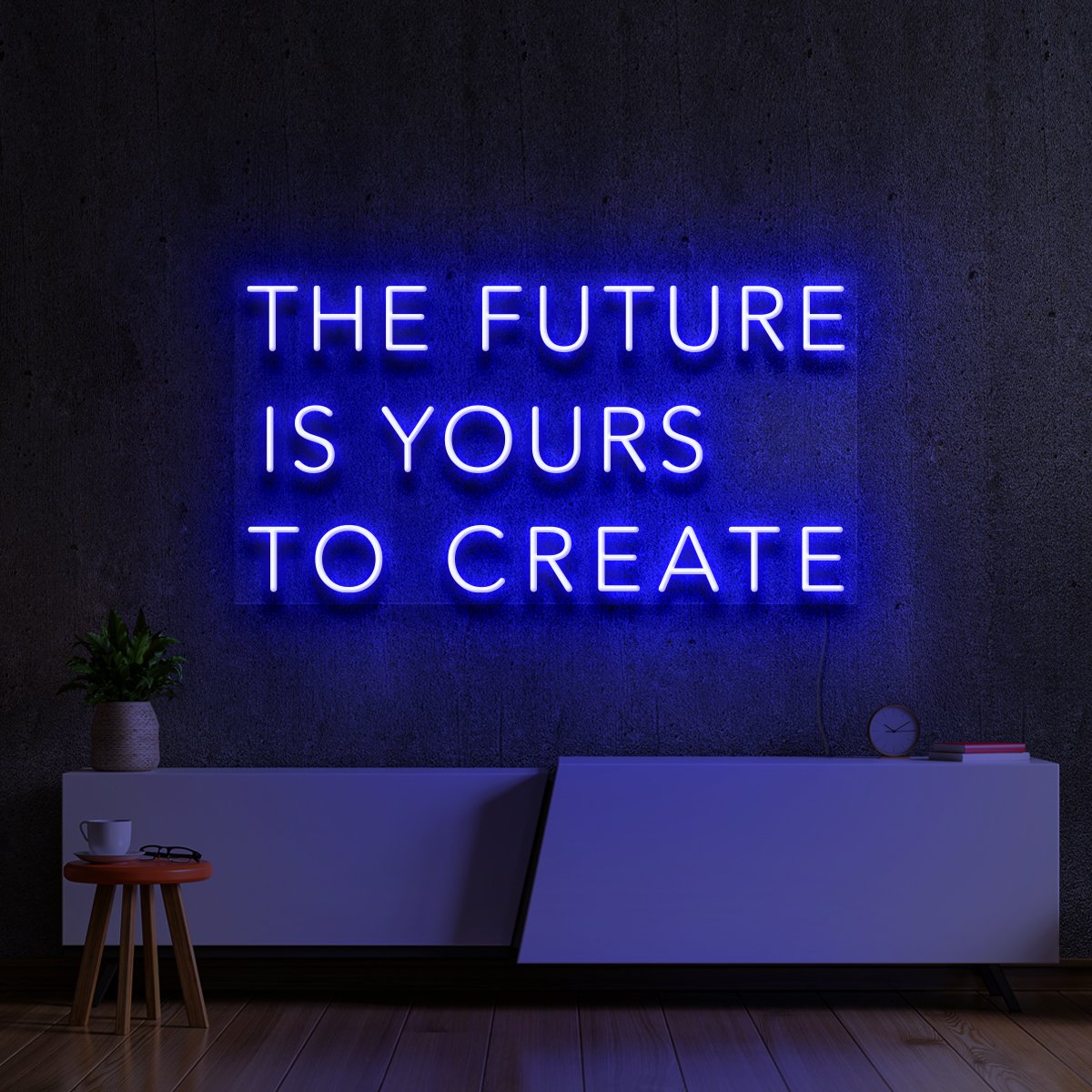 "The Future Is Yours to Create" Neon Sign 60cm (2ft) / Blue / LED Neon by Neon Icons