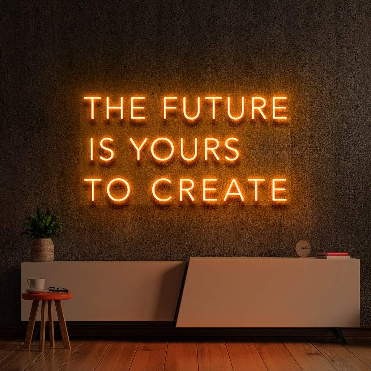 "The Future Is Yours to Create" Neon Sign 60cm (2ft) / Orange / LED Neon by Neon Icons
