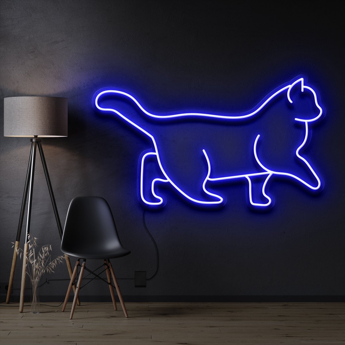 "Walking Cat" Pet Neon Sign 60cm / Blue / Cut to Shape by Neon Icons