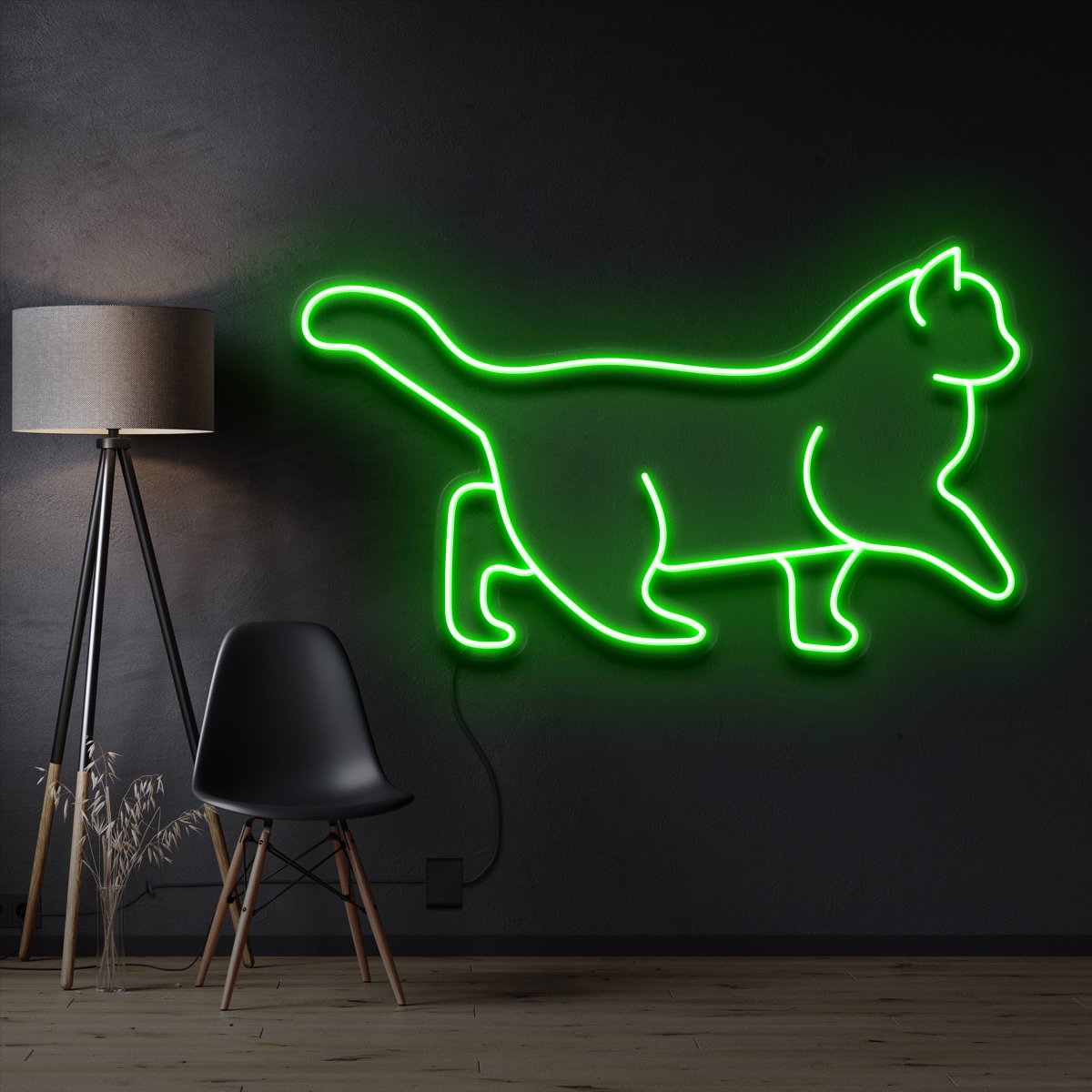 "Walking Cat" Pet Neon Sign 60cm / Green / Cut to Shape by Neon Icons