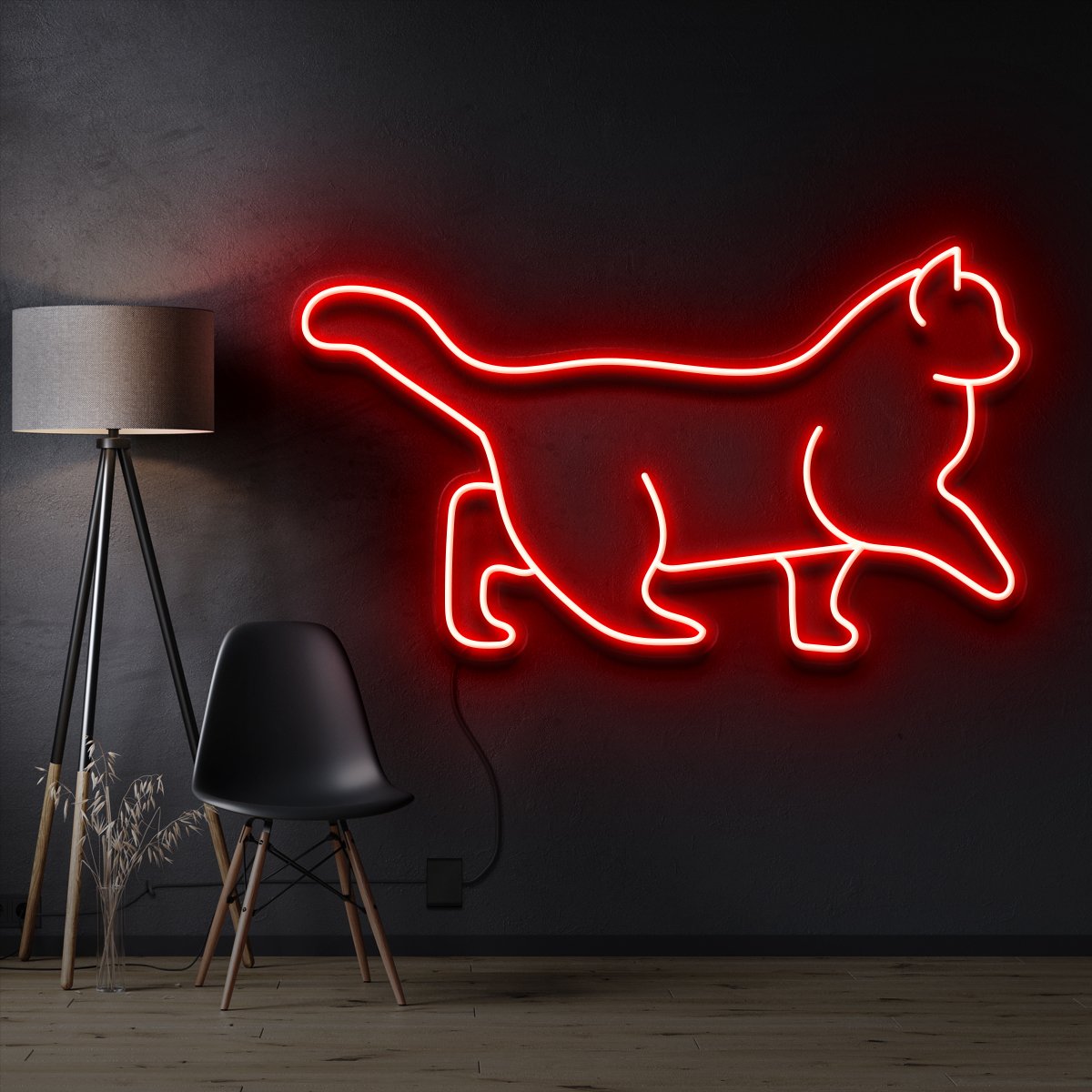 "Walking Cat" Pet Neon Sign 60cm / Red / Cut to Shape by Neon Icons