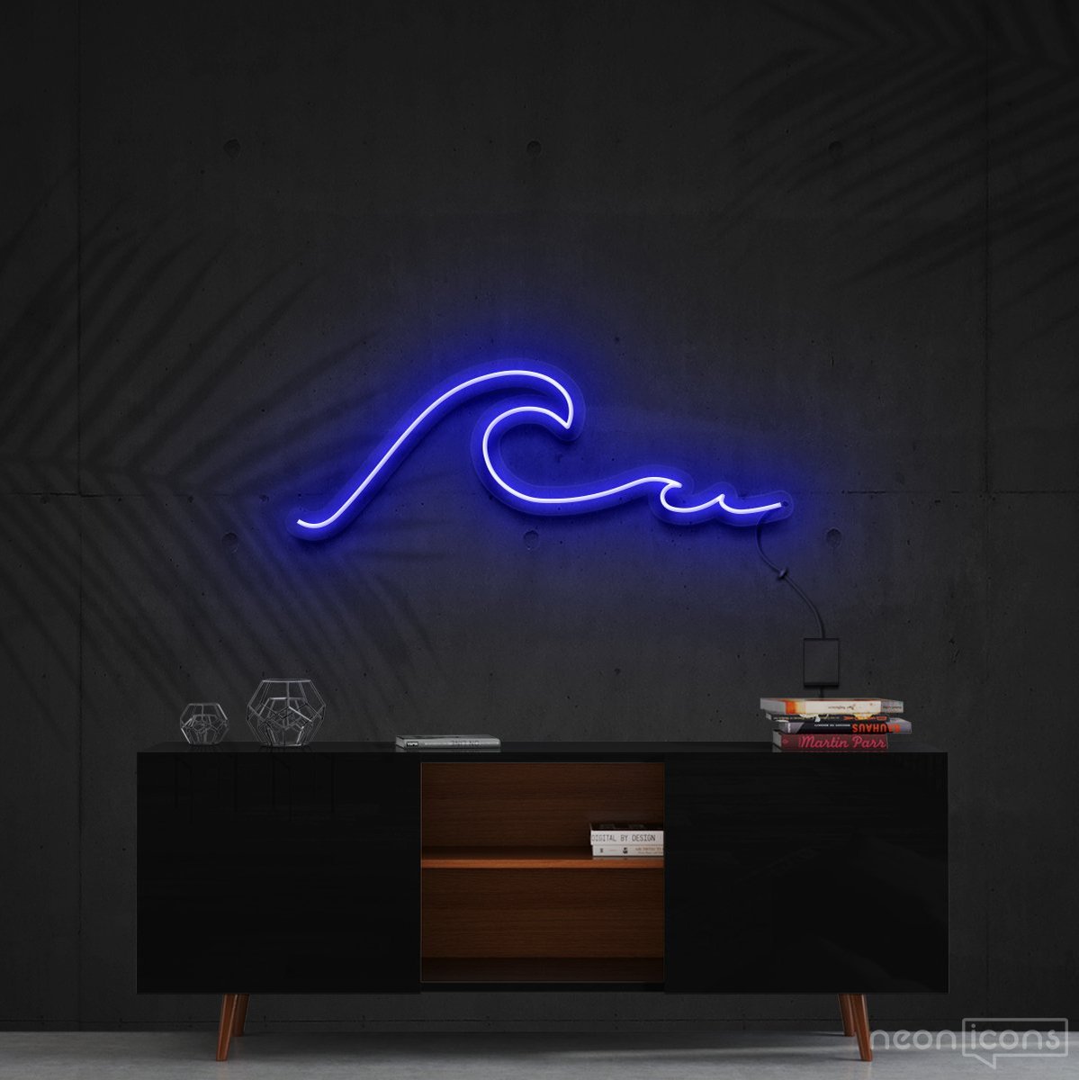 "Wavy" Neon Sign 60cm (2ft) / Blue / Cut to Shape by Neon Icons