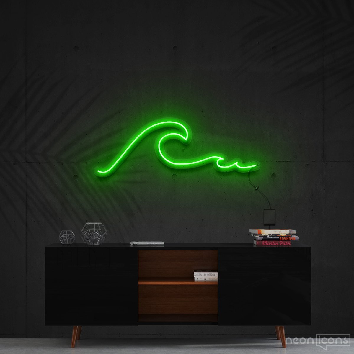 "Wavy" Neon Sign 60cm (2ft) / Green / Cut to Shape by Neon Icons