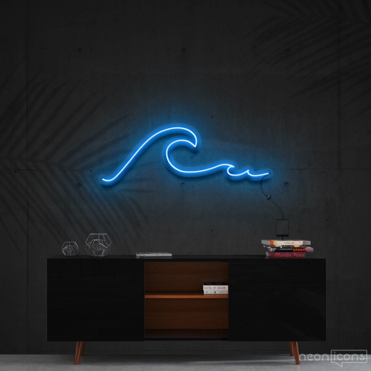 "Wavy" Neon Sign 60cm (2ft) / Ice Blue / Cut to Shape by Neon Icons