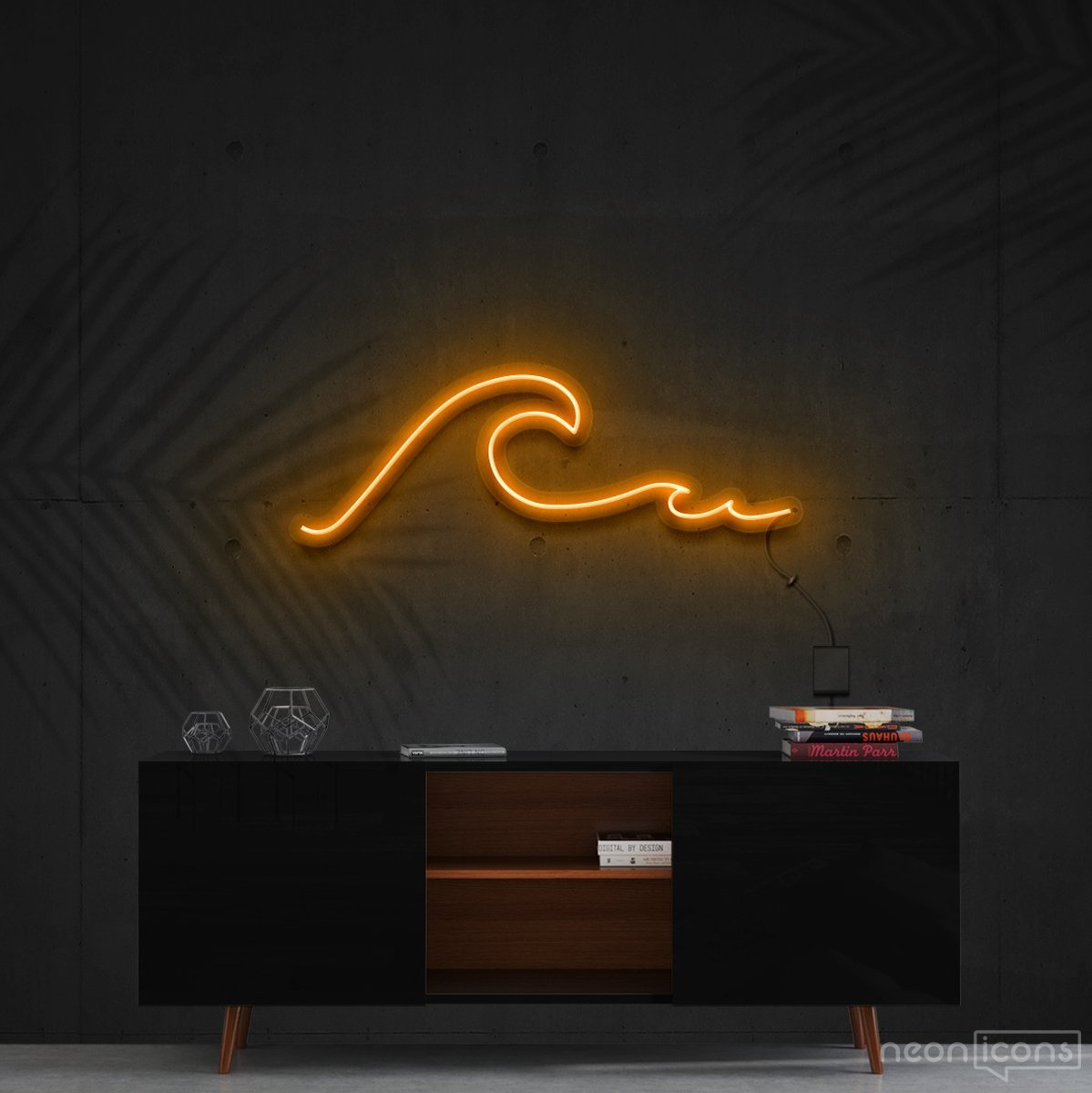 "Wavy" Neon Sign 60cm (2ft) / Orange / Cut to Shape by Neon Icons