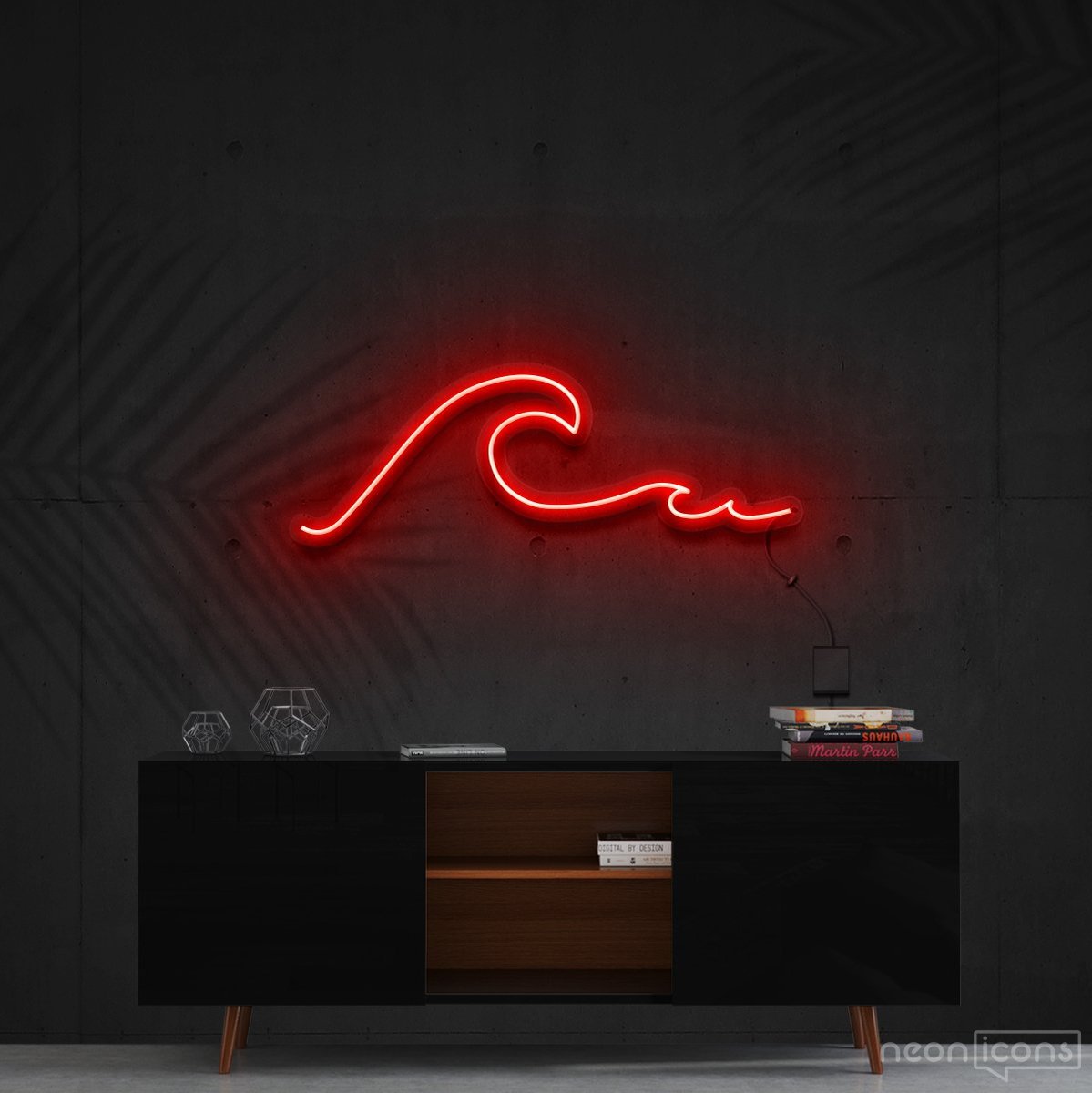 "Wavy" Neon Sign 60cm (2ft) / Red / Cut to Shape by Neon Icons