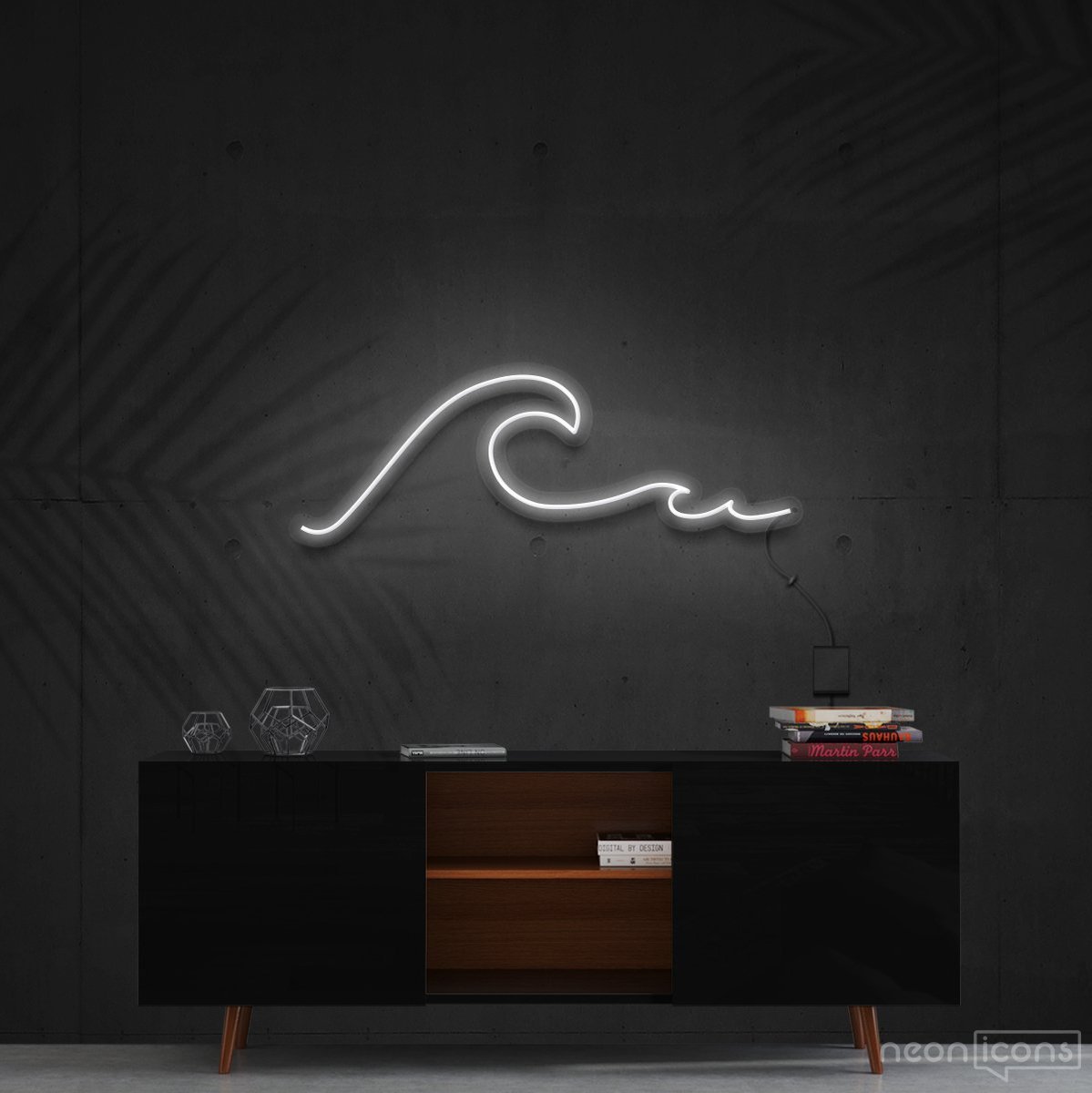 "Wavy" Neon Sign 60cm (2ft) / White / Cut to Shape by Neon Icons