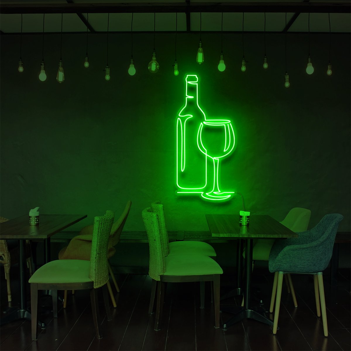 "Wine" Neon Sign for Bars & Restaurants 90cm (3ft) / Green / LED Neon by Neon Icons