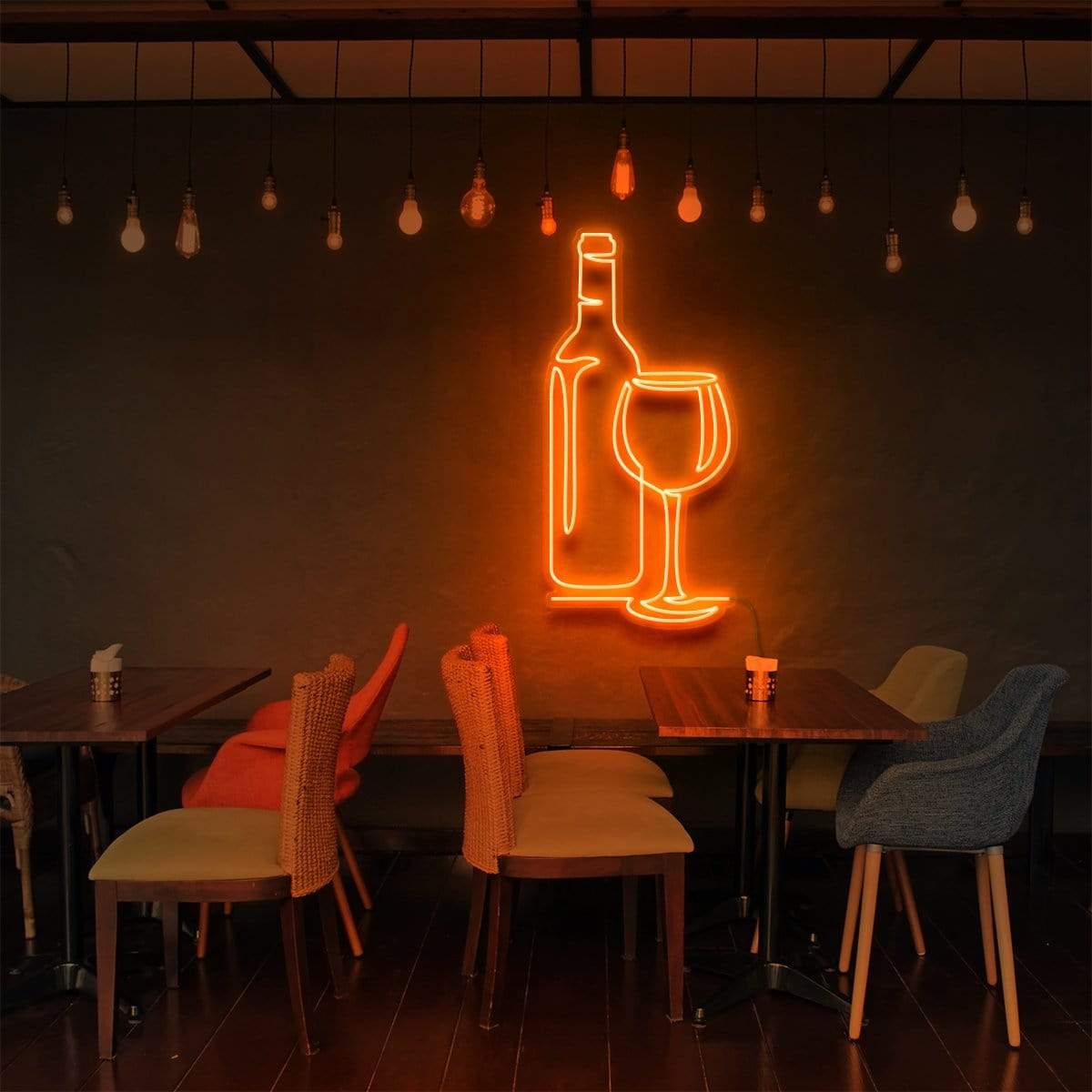 "Wine" Neon Sign for Bars & Restaurants 90cm (3ft) / Orange / LED Neon by Neon Icons