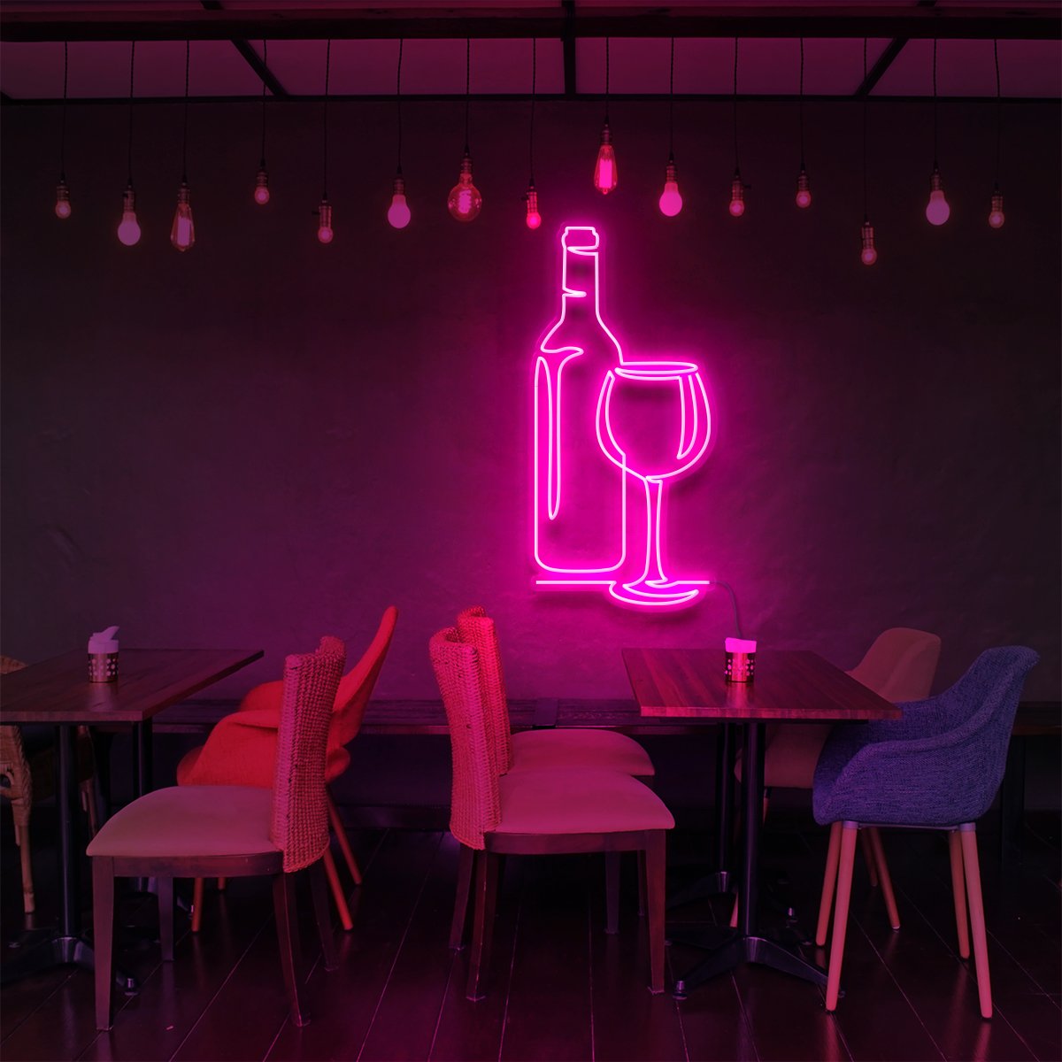 "Wine" Neon Sign for Bars & Restaurants 90cm (3ft) / Pink / LED Neon by Neon Icons