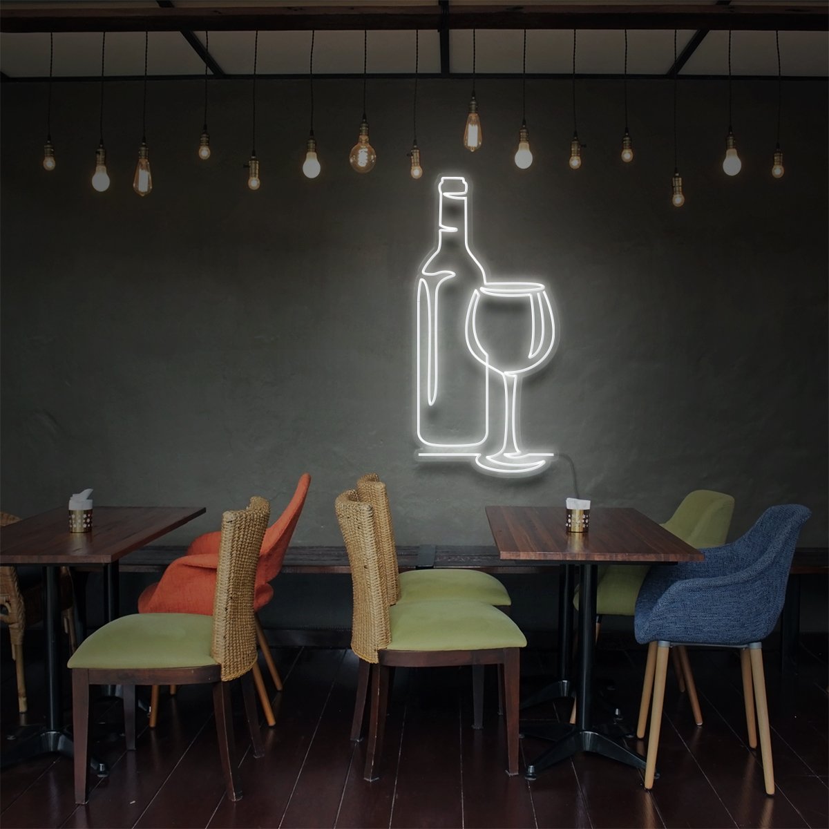 "Wine" Neon Sign for Bars & Restaurants 90cm (3ft) / White / LED Neon by Neon Icons