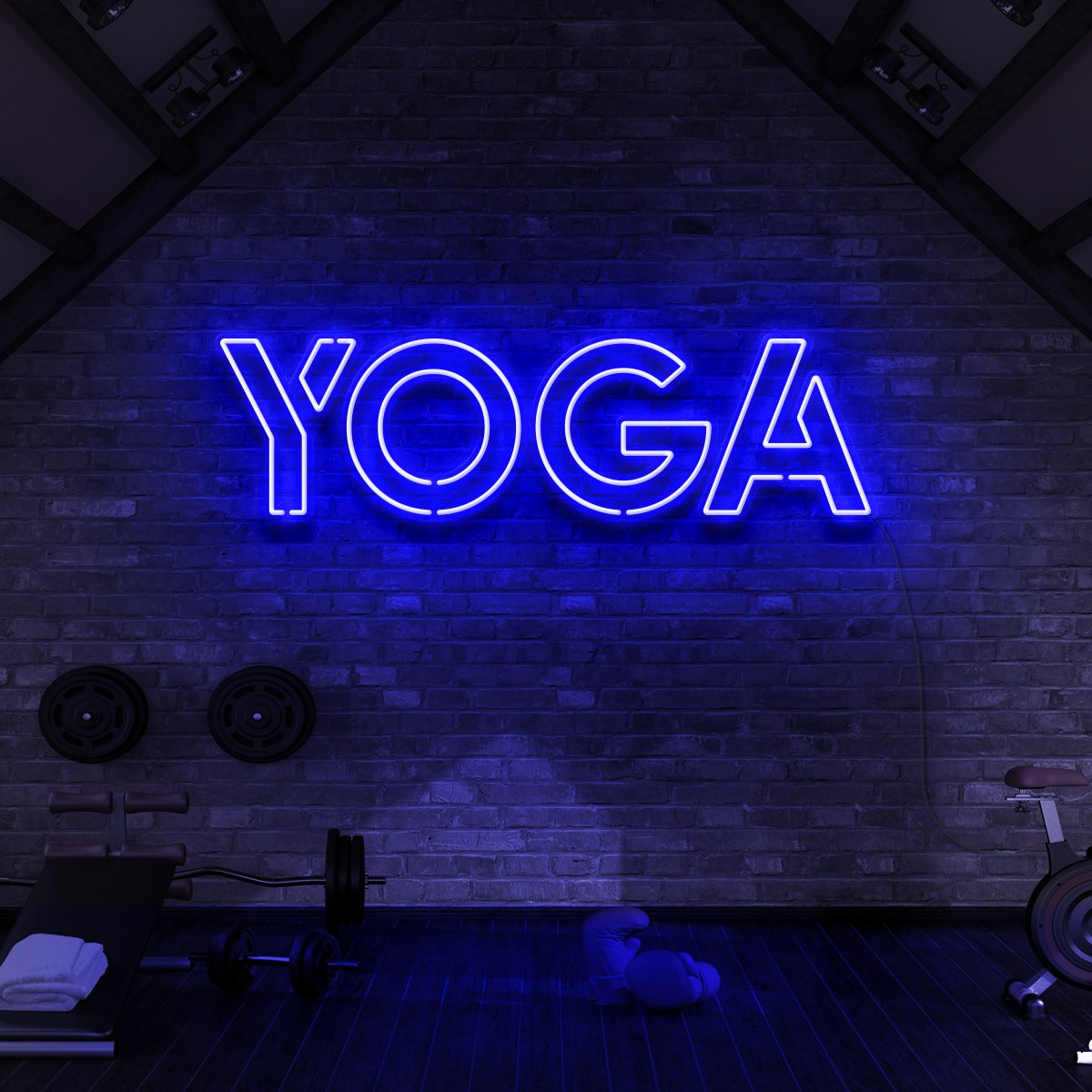 "Yoga" Neon Sign for Gyms & Fitness Studios 60cm (2ft) / Blue / LED Neon by Neon Icons
