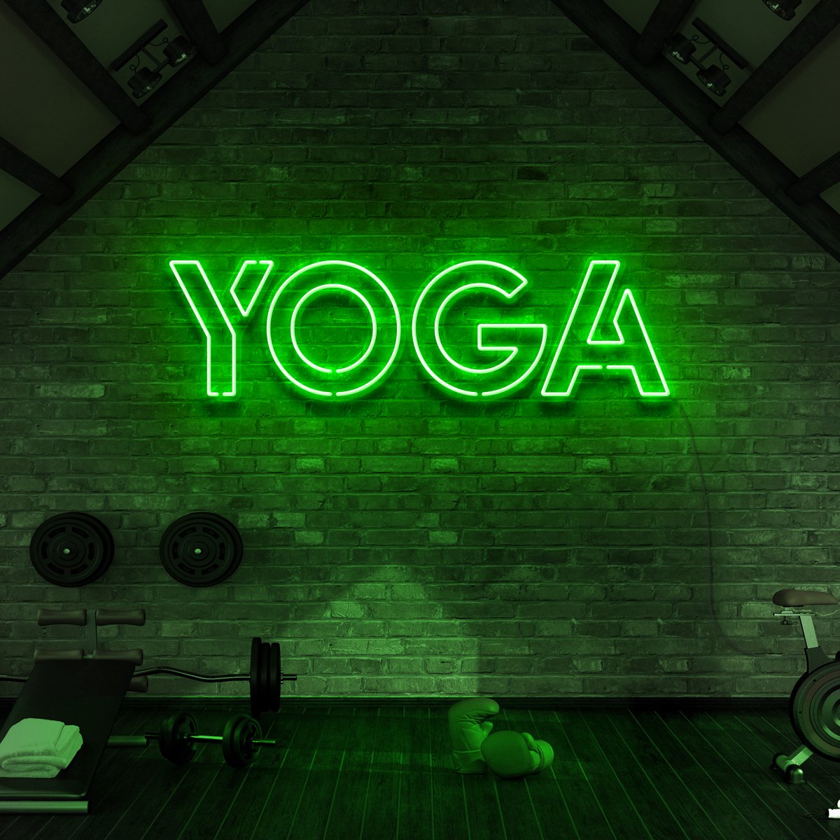 "Yoga" Neon Sign for Gyms & Fitness Studios 60cm (2ft) / Green / LED Neon by Neon Icons