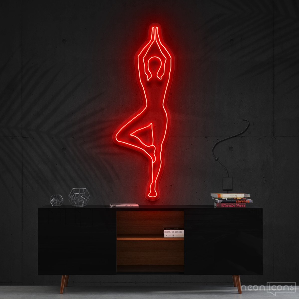 "Yoga Tree Pose" Neon Sign 60cm (2ft) / Red / Cut to Shape by Neon Icons