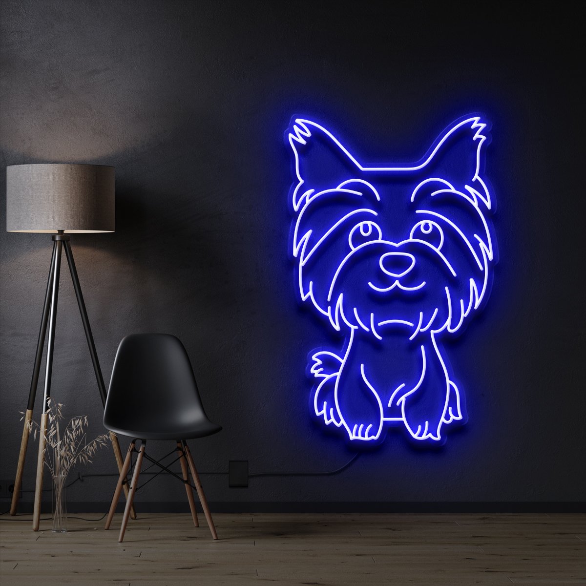 "Yorkshire terrier Puppy" Pet Neon Sign 60cm / Blue / Cut to Shape by Neon Icons
