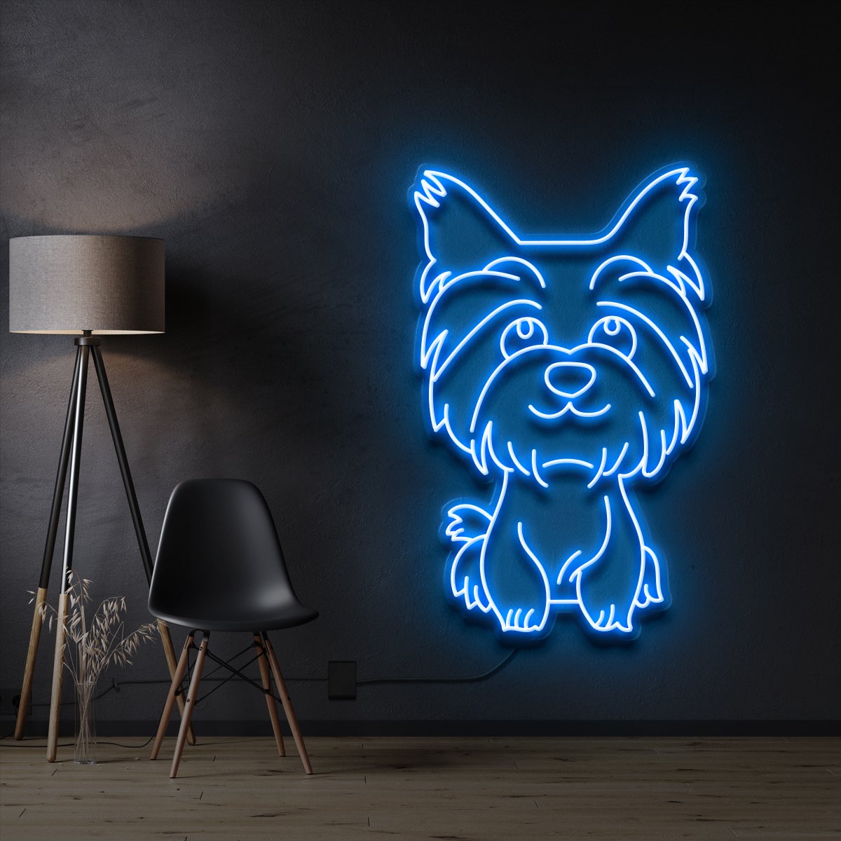 "Yorkshire terrier Puppy" Pet Neon Sign 60cm / Ice Blue / Cut to Shape by Neon Icons