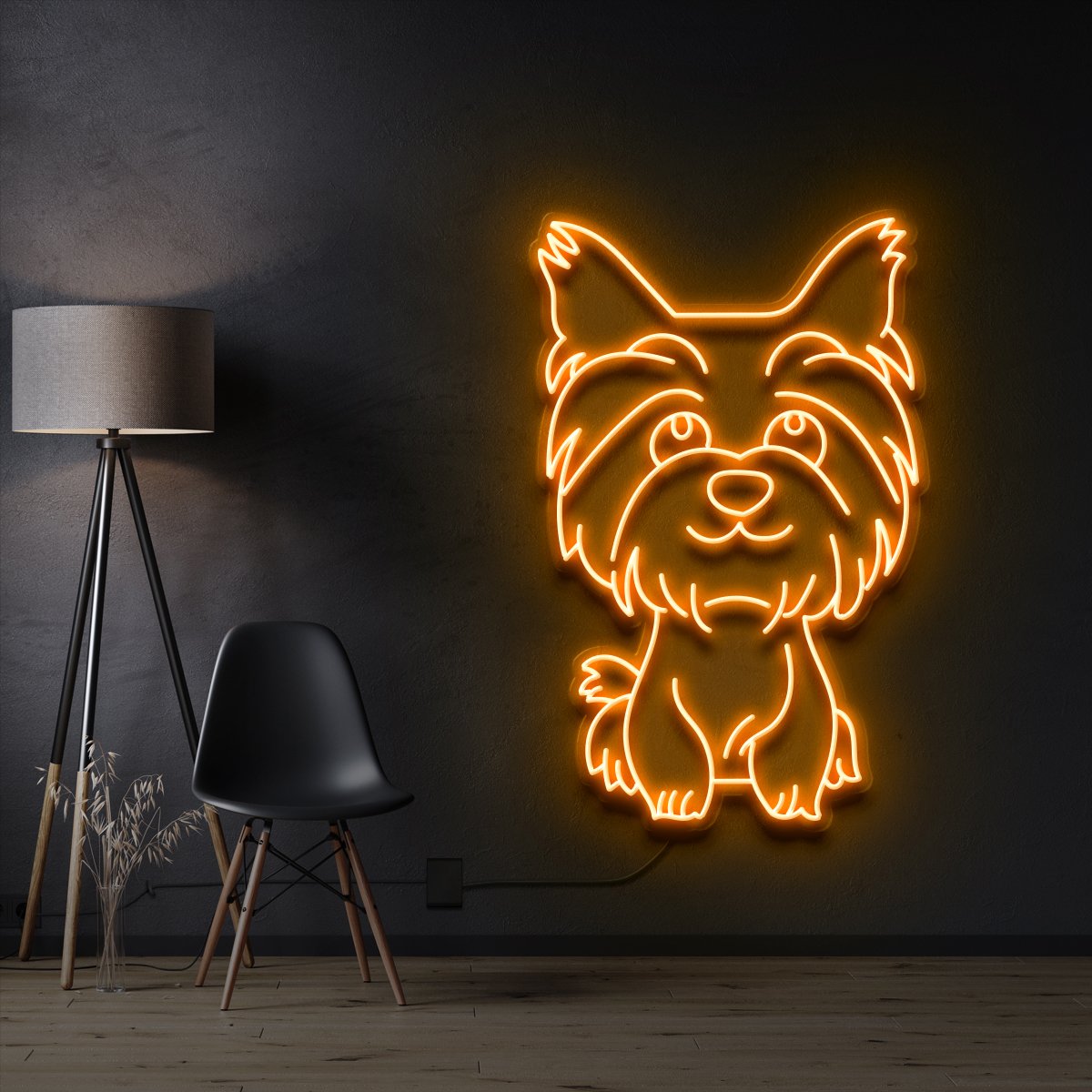 "Yorkshire terrier Puppy" Pet Neon Sign 60cm / Orange / Cut to Shape by Neon Icons