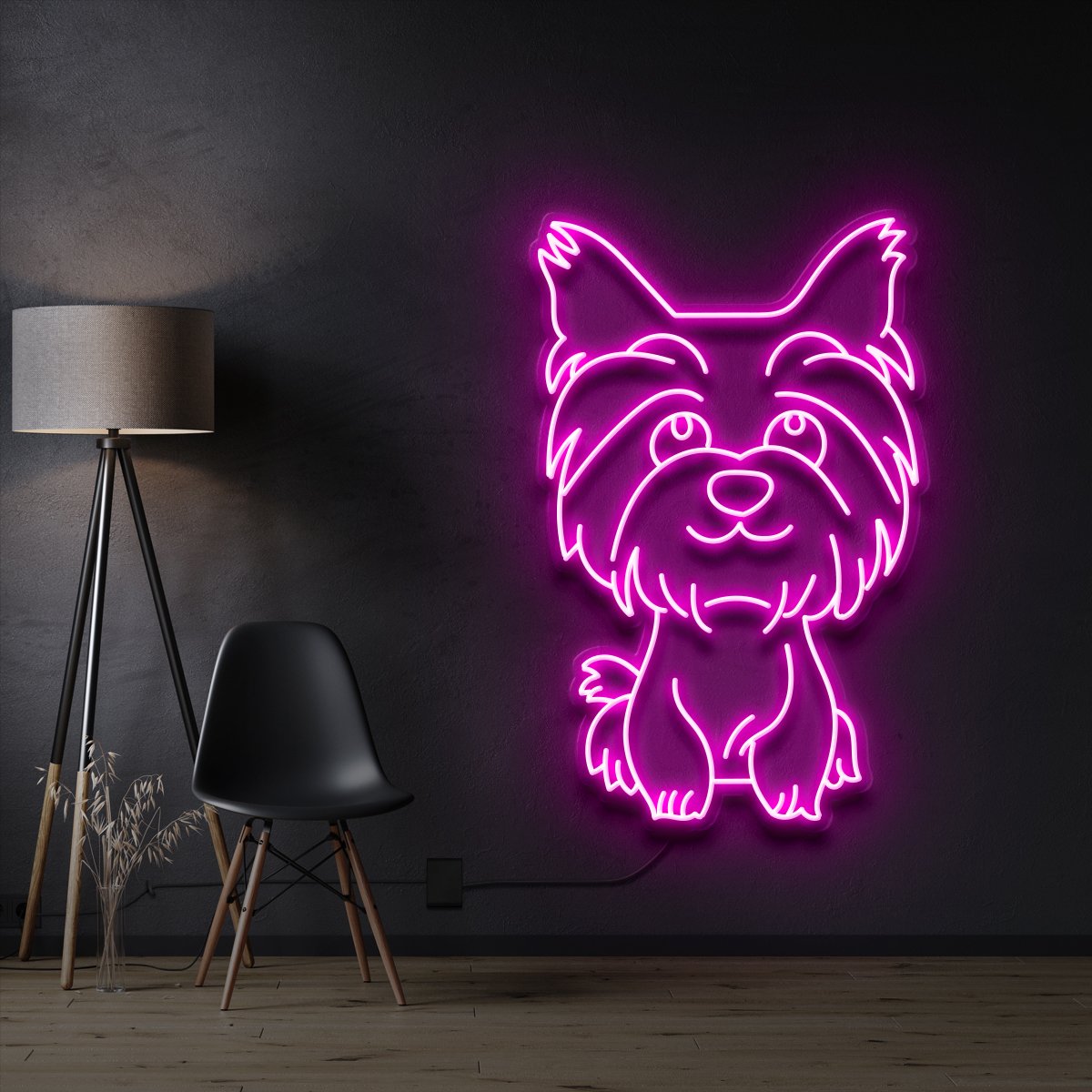 "Yorkshire terrier Puppy" Pet Neon Sign 60cm / Pink / Cut to Shape by Neon Icons