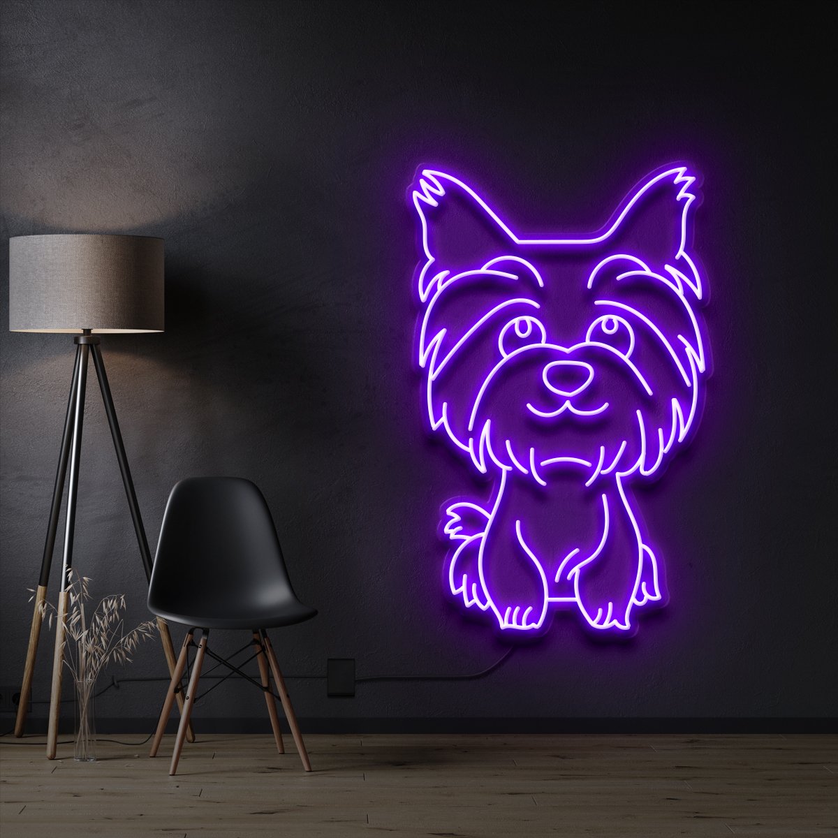 "Yorkshire terrier Puppy" Pet Neon Sign 60cm / Purple / Cut to Shape by Neon Icons