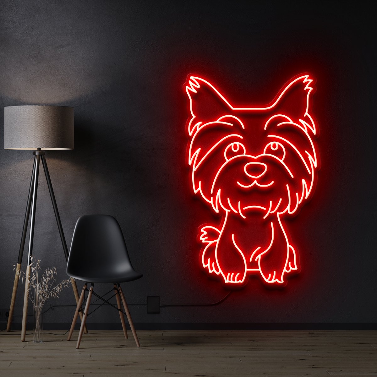 "Yorkshire terrier Puppy" Pet Neon Sign 60cm / Red / Cut to Shape by Neon Icons