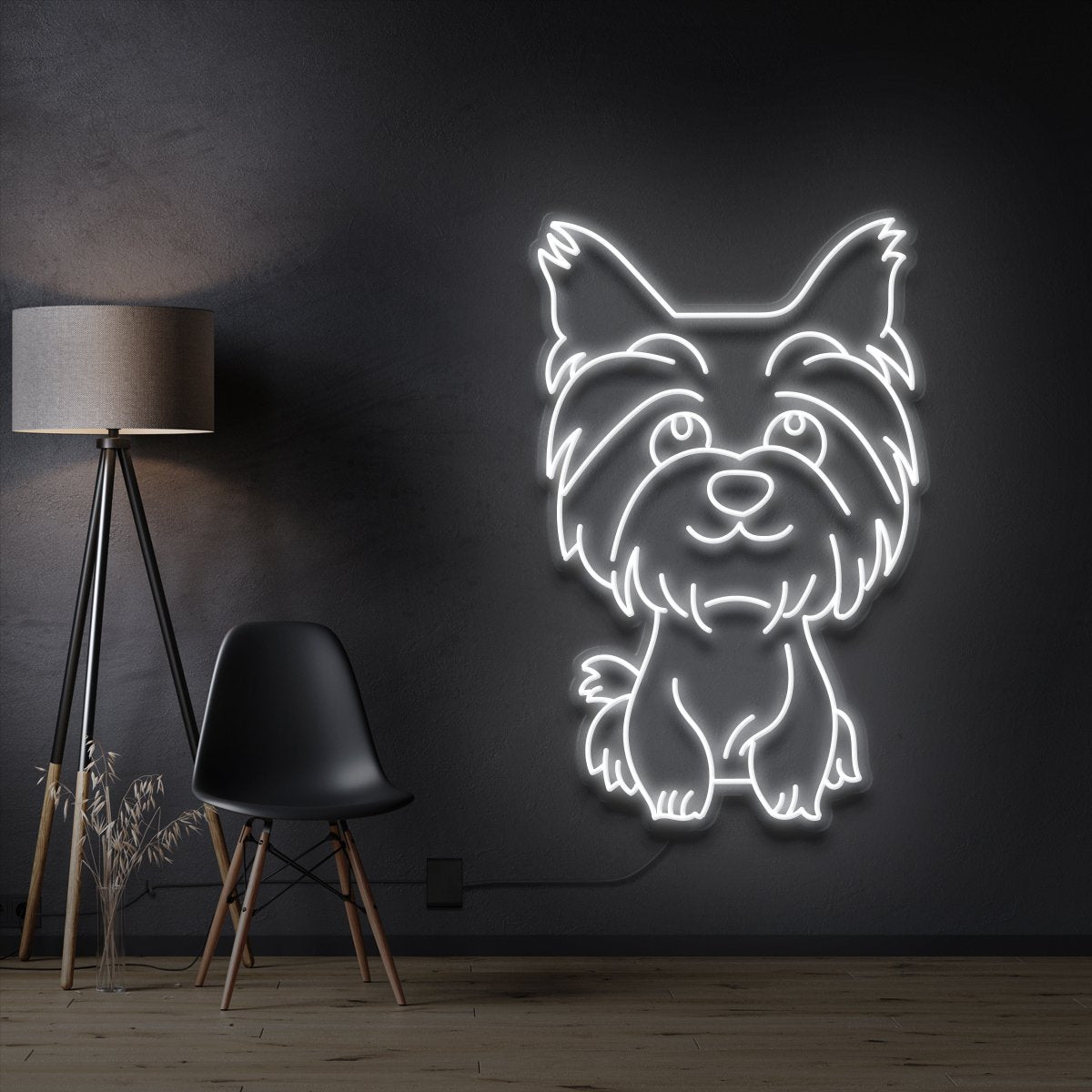 "Yorkshire terrier Puppy" Pet Neon Sign 60cm / White / Cut to Shape by Neon Icons