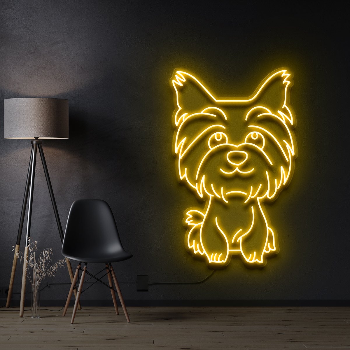 "Yorkshire terrier Puppy" Pet Neon Sign 60cm / Yellow / Cut to Shape by Neon Icons