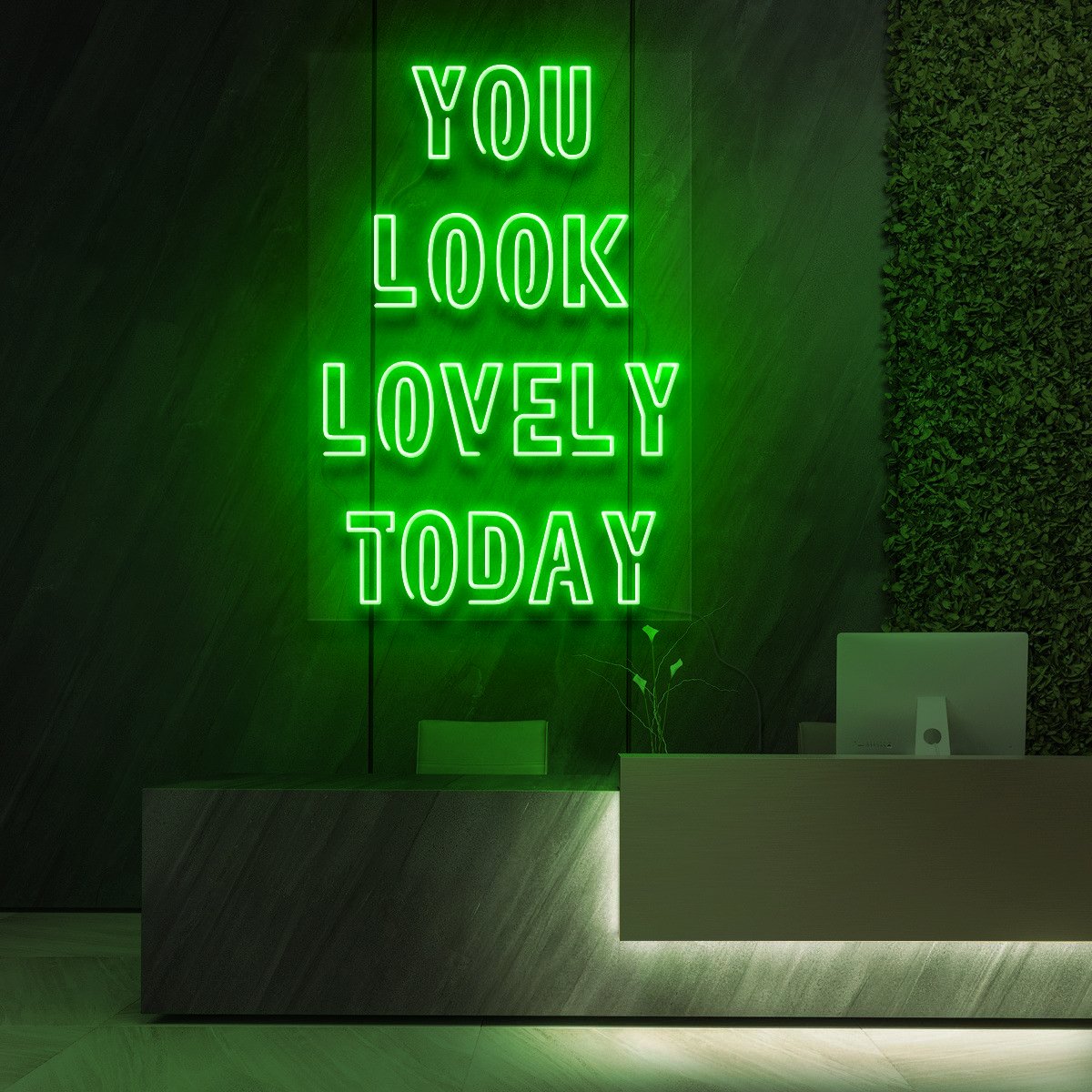 "You Look Lovely Today" Neon Sign for Beauty Salons & Cosmetic Studios 60cm (2ft) / Green / LED Neon by Neon Icons