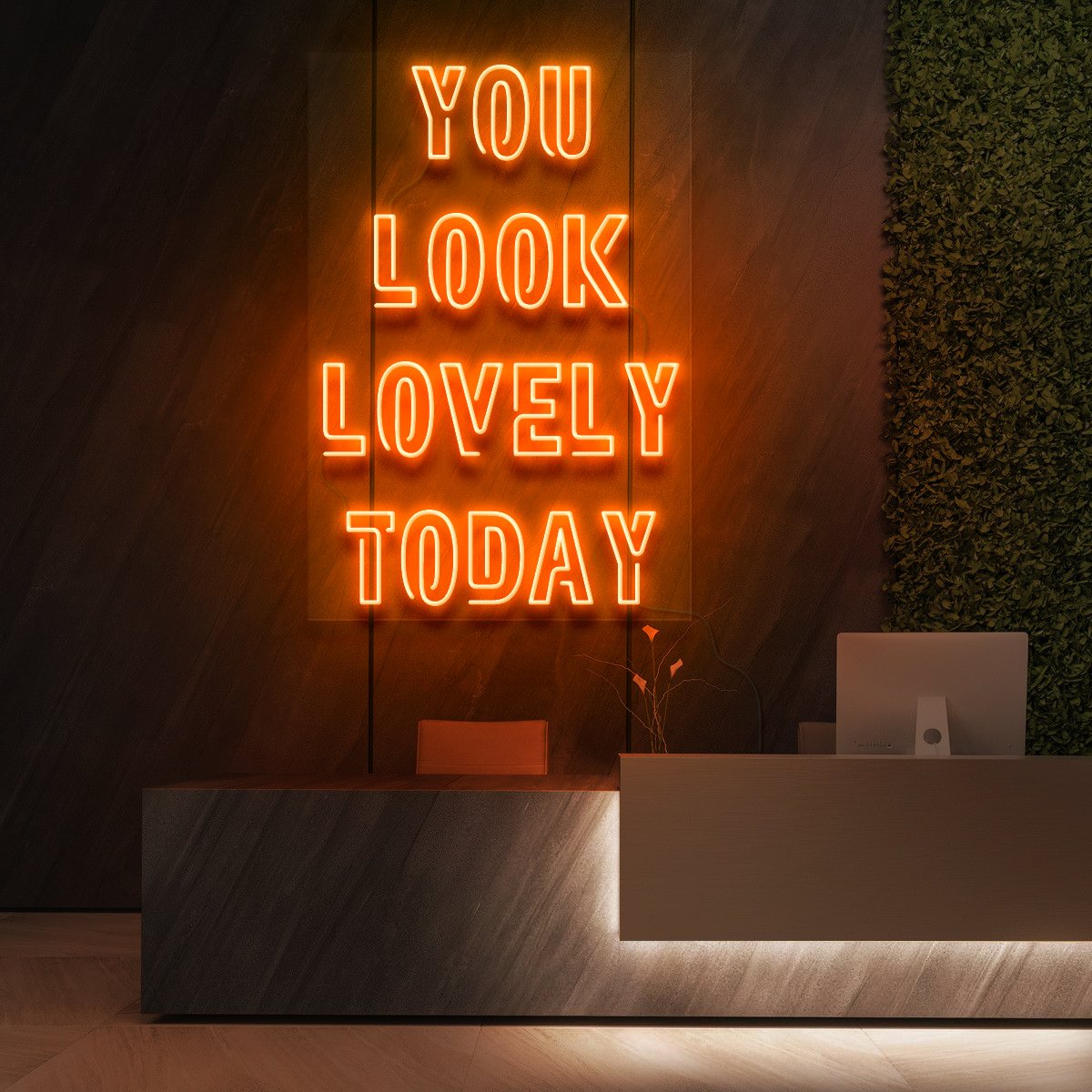 "You Look Lovely Today" Neon Sign for Beauty Salons & Cosmetic Studios 60cm (2ft) / Orange / LED Neon by Neon Icons