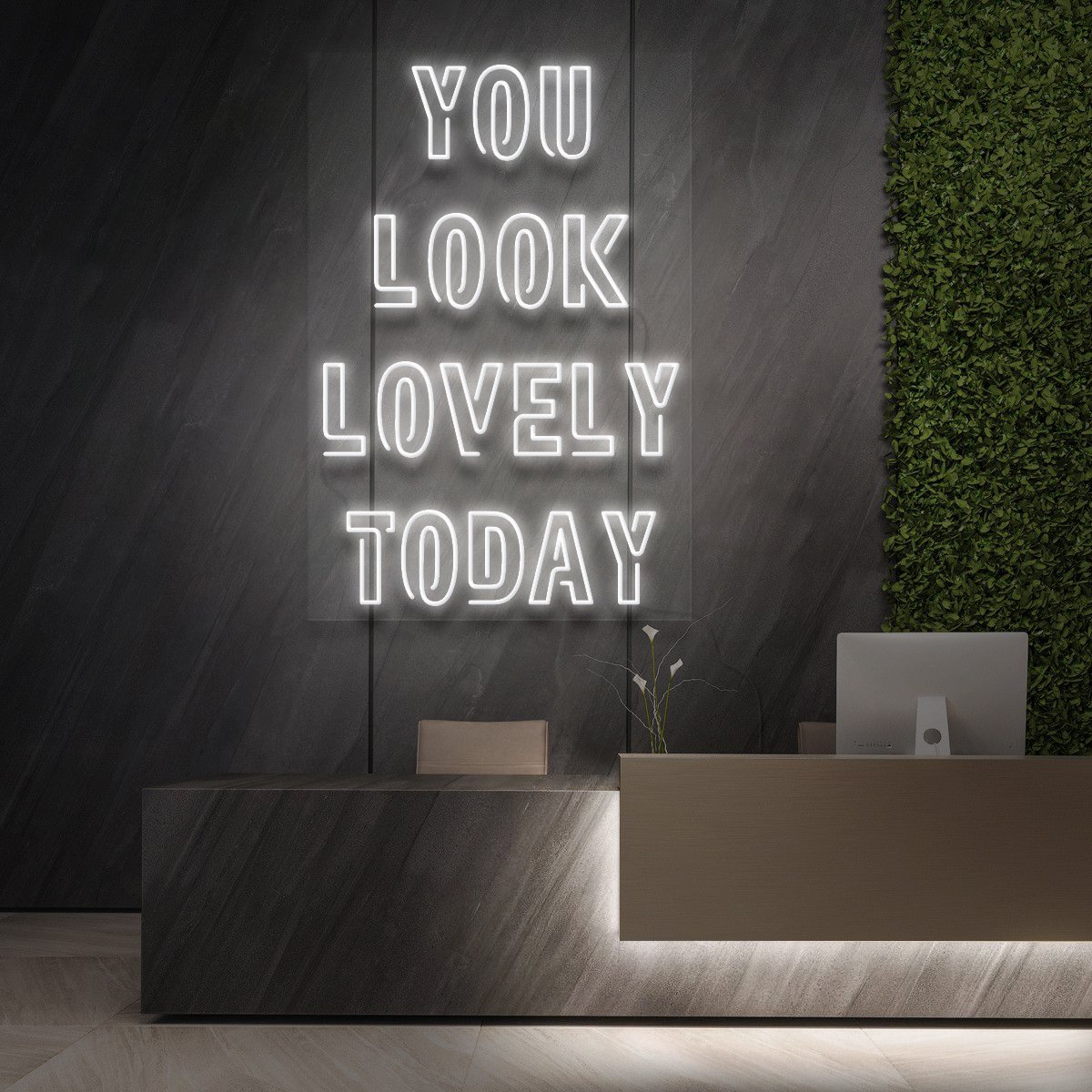 "You Look Lovely Today" Neon Sign for Beauty Salons & Cosmetic Studios 60cm (2ft) / White / LED Neon by Neon Icons