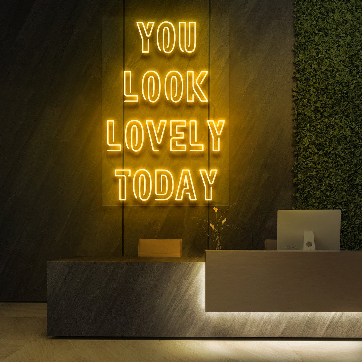 "You Look Lovely Today" Neon Sign for Beauty Salons & Cosmetic Studios 60cm (2ft) / Yellow / LED Neon by Neon Icons
