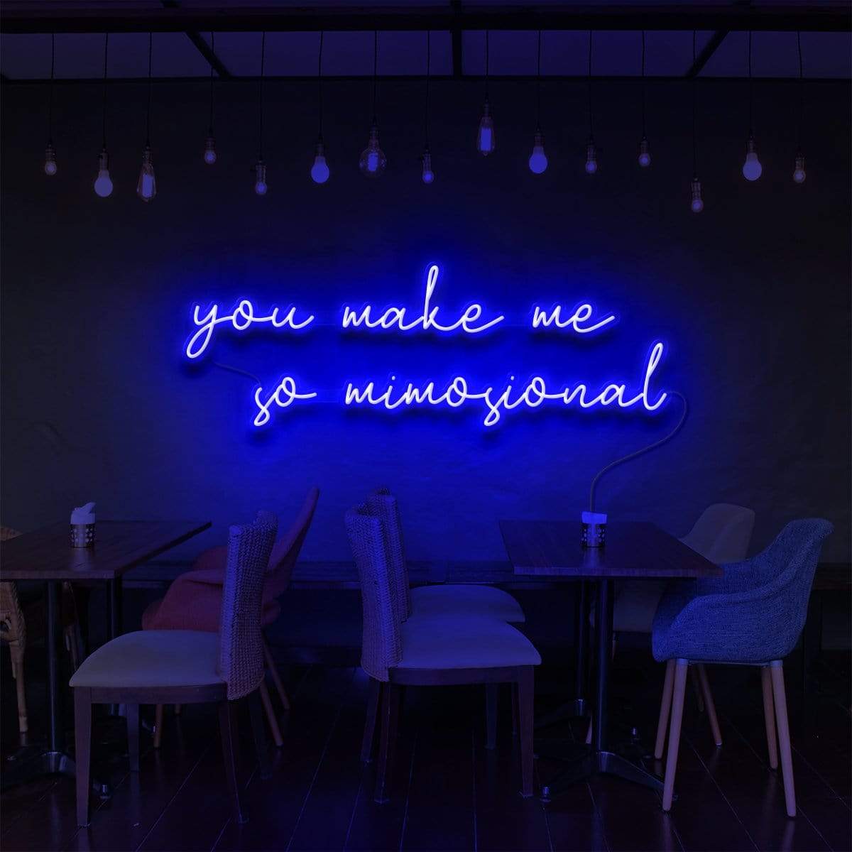 "You Make Me So Mimosional" Neon Sign for Bars & Restaurants 90cm (3ft) / Blue / LED Neon by Neon Icons